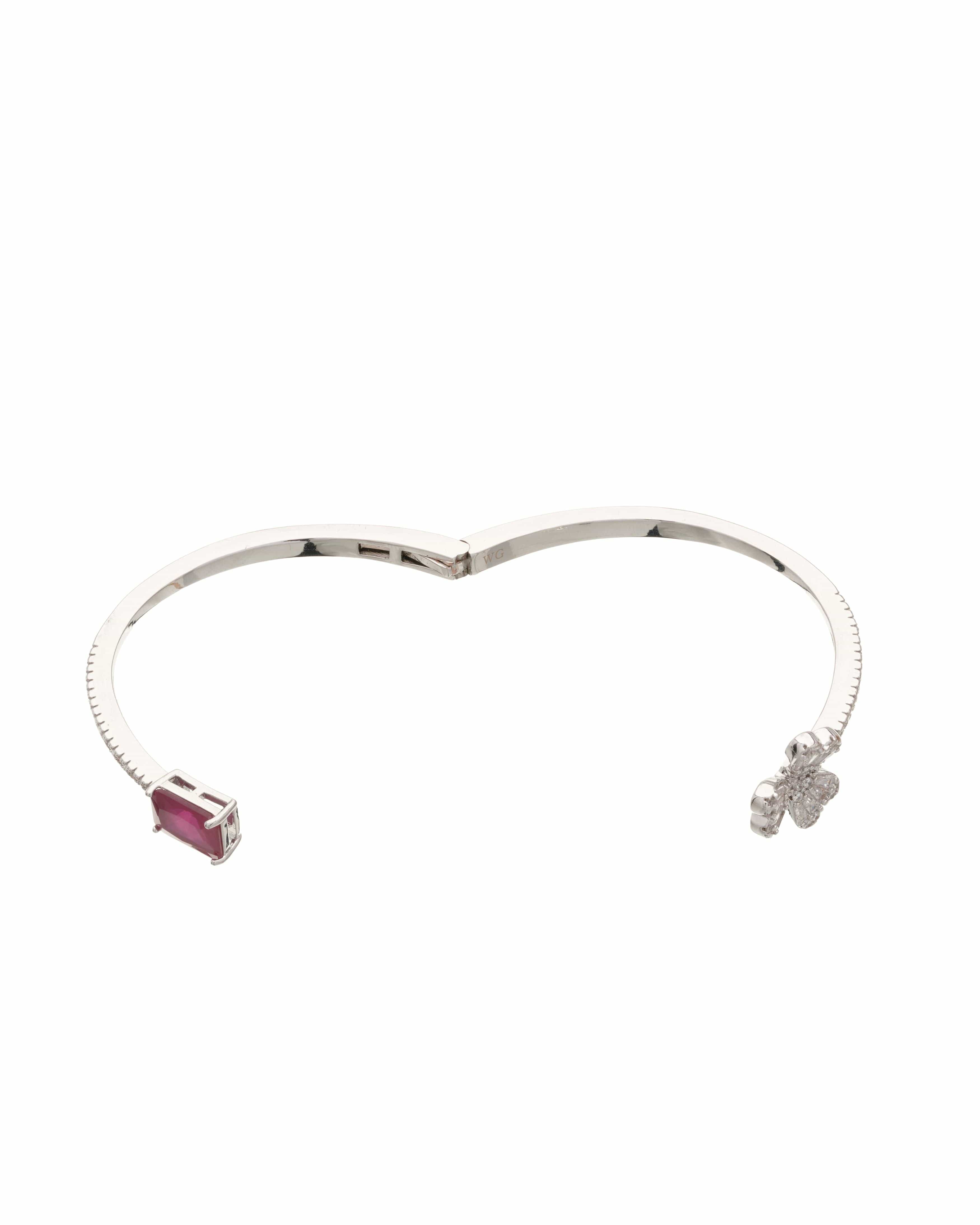 Emerald Clover Charm Open Bangle Bracelet