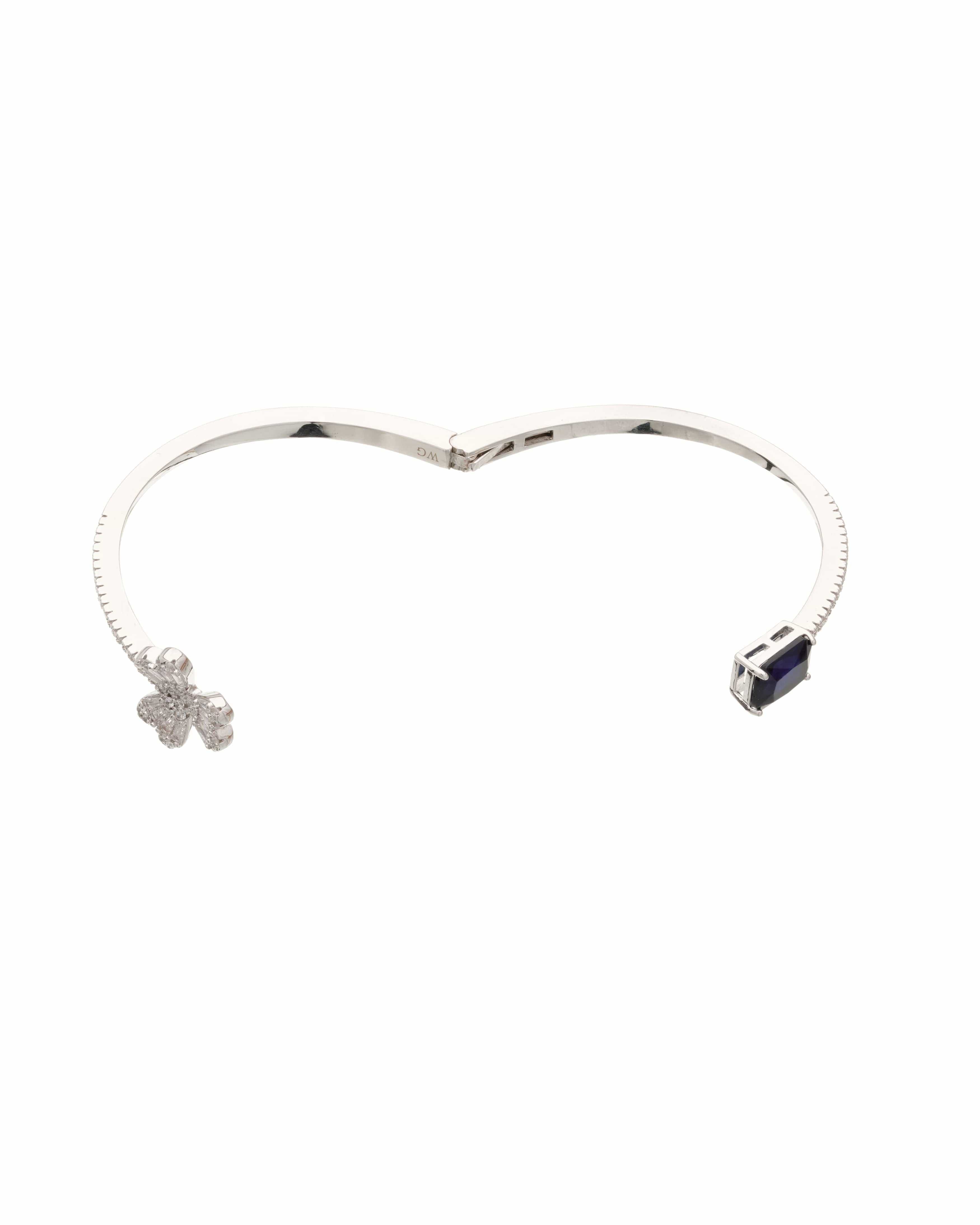 Emerald Clover Charm Open Bangle Bracelet