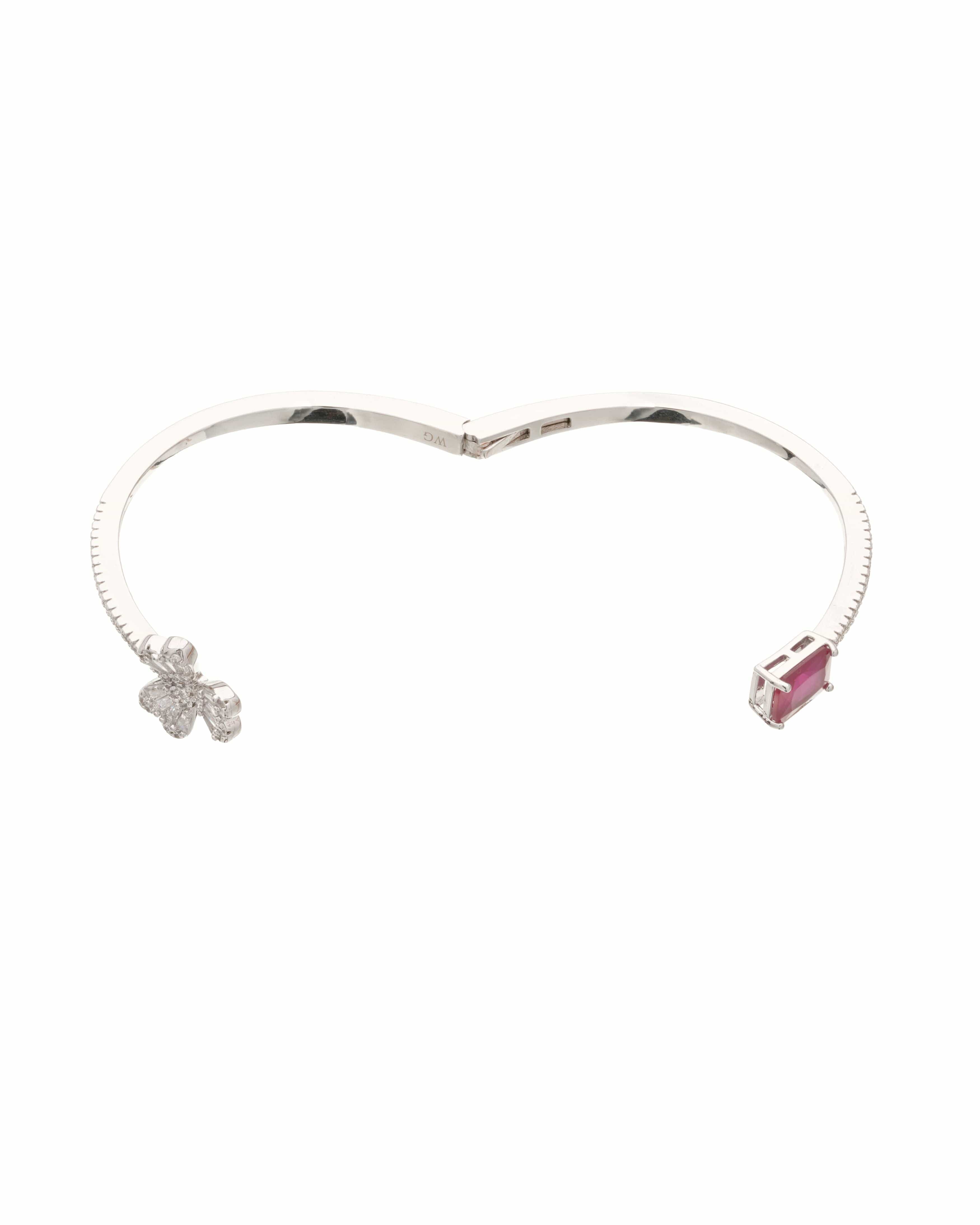 Emerald Clover Charm Open Bangle Bracelet
