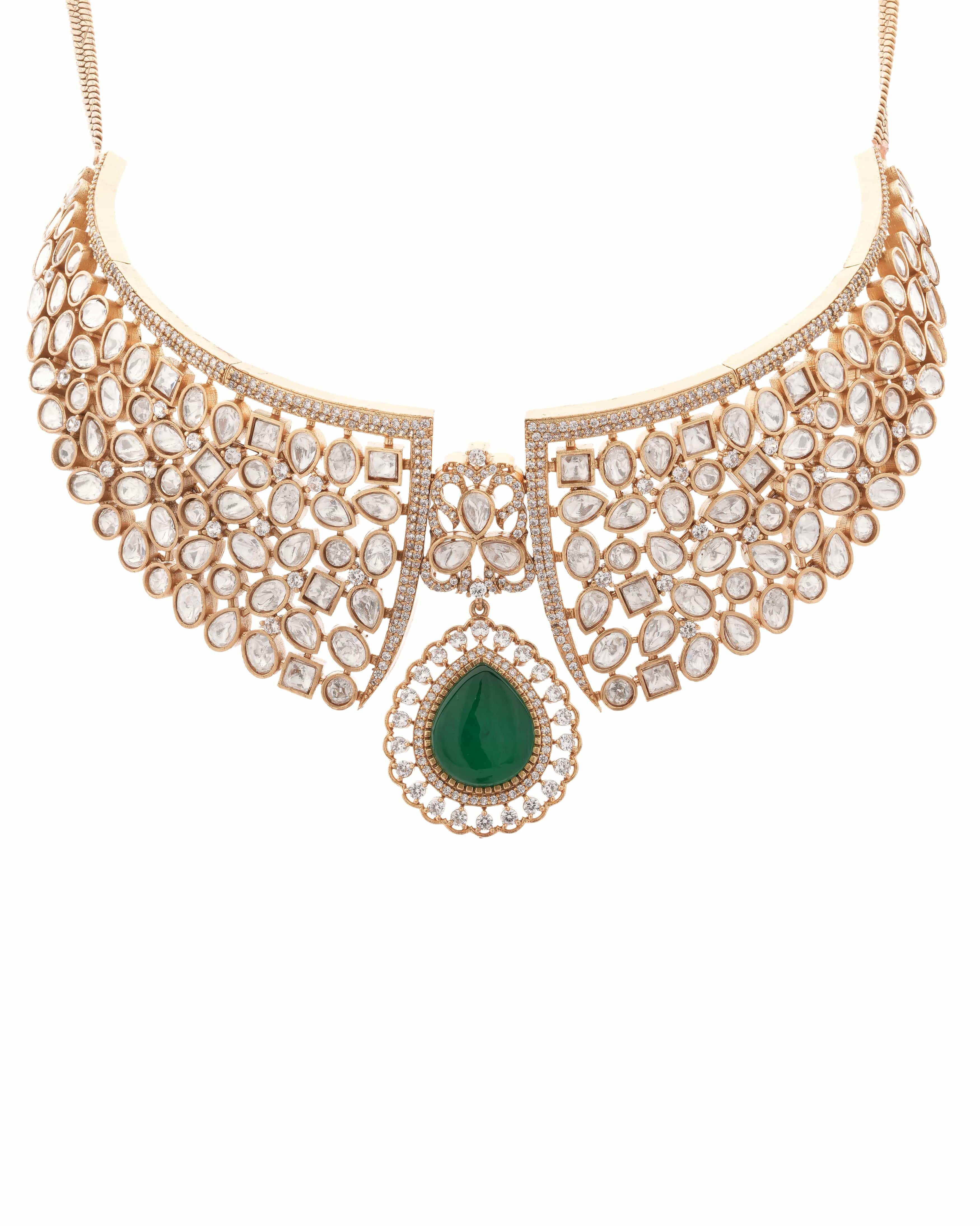 Ruby Flame Gold Bridal Choker Set – Red Stone Highlight