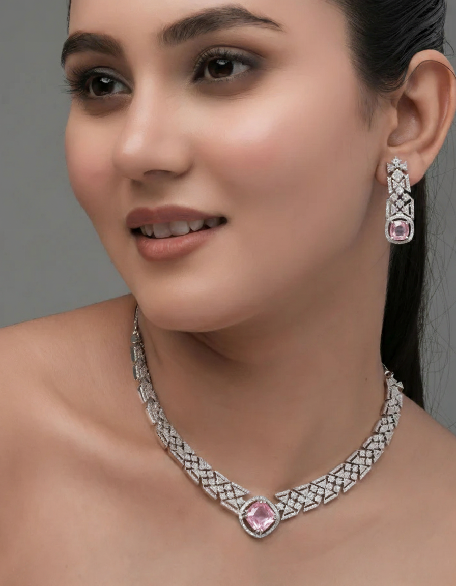 Amethyst Allure CZ Choker & Earring Set