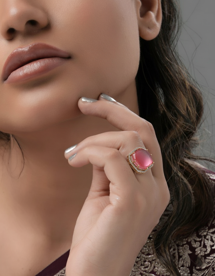 Rosé Legacy: Octagon Halo Pink Gem Ring