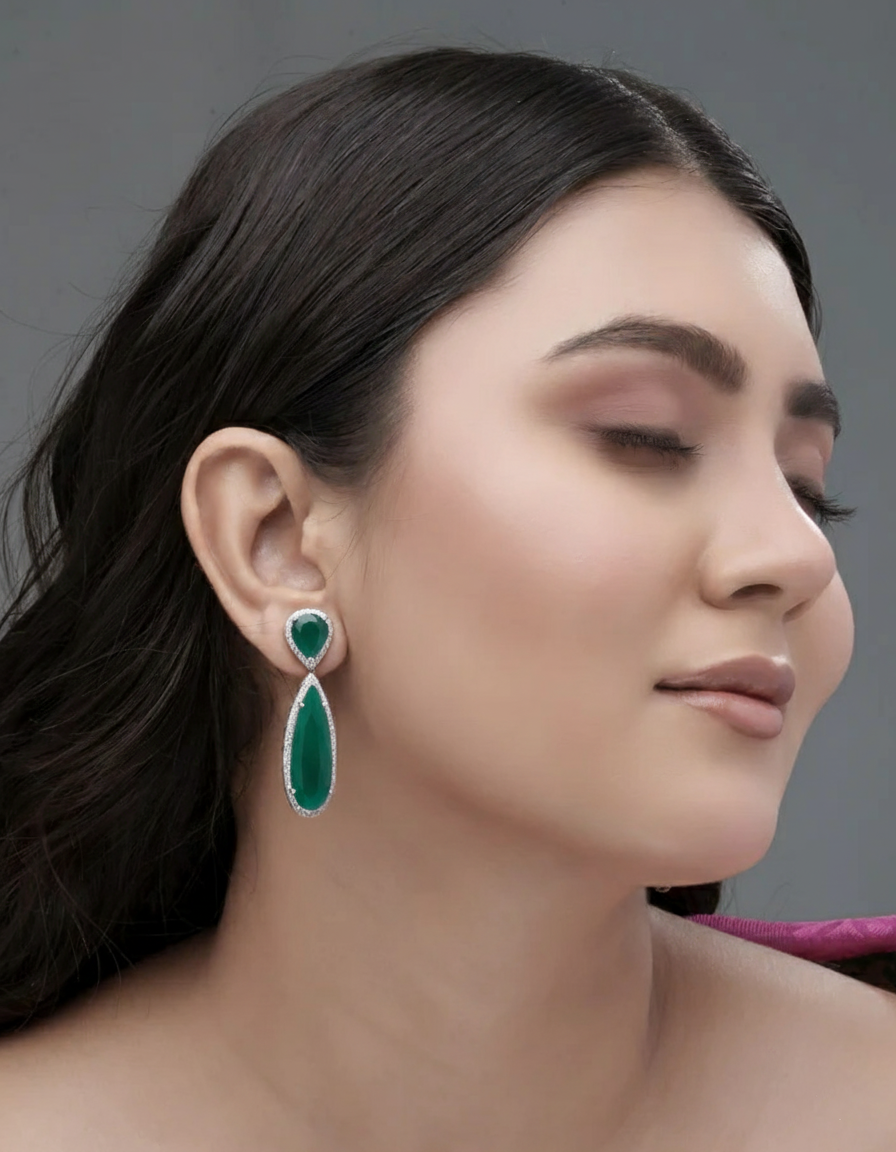 Mirror Dew Drop Duo Earrings