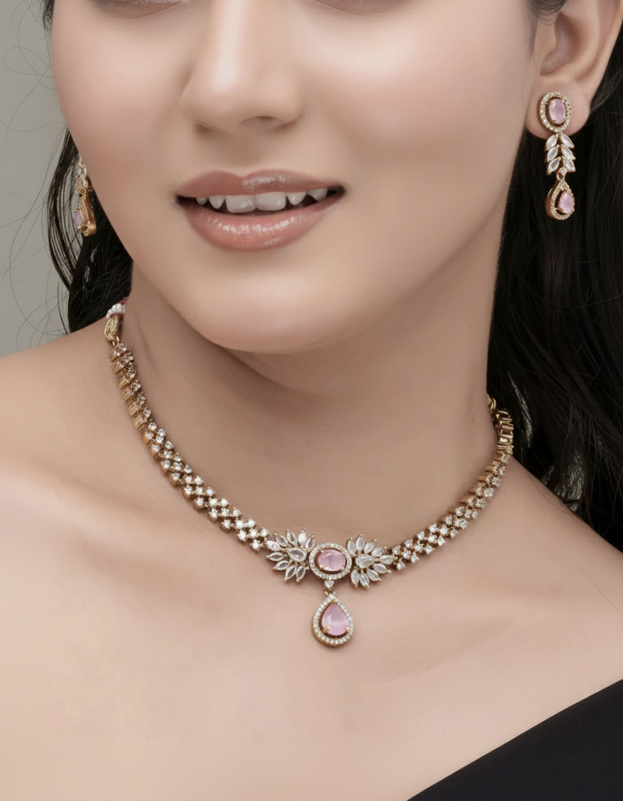 Emerald Dew Adjustable CZ Necklace & Earring Set