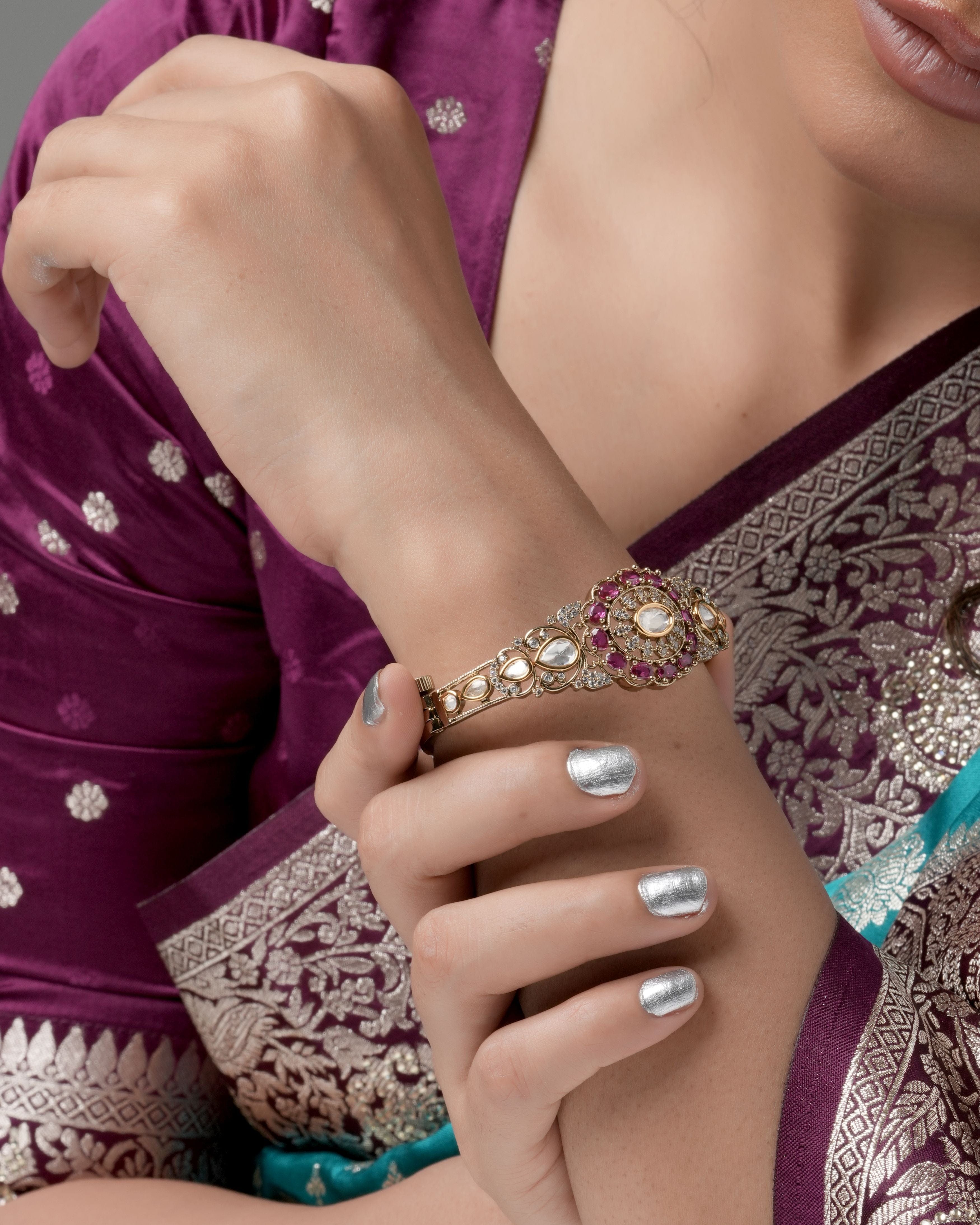 Designer Moissanite CZ Ruby Radiance Bangles from Mataari Collection