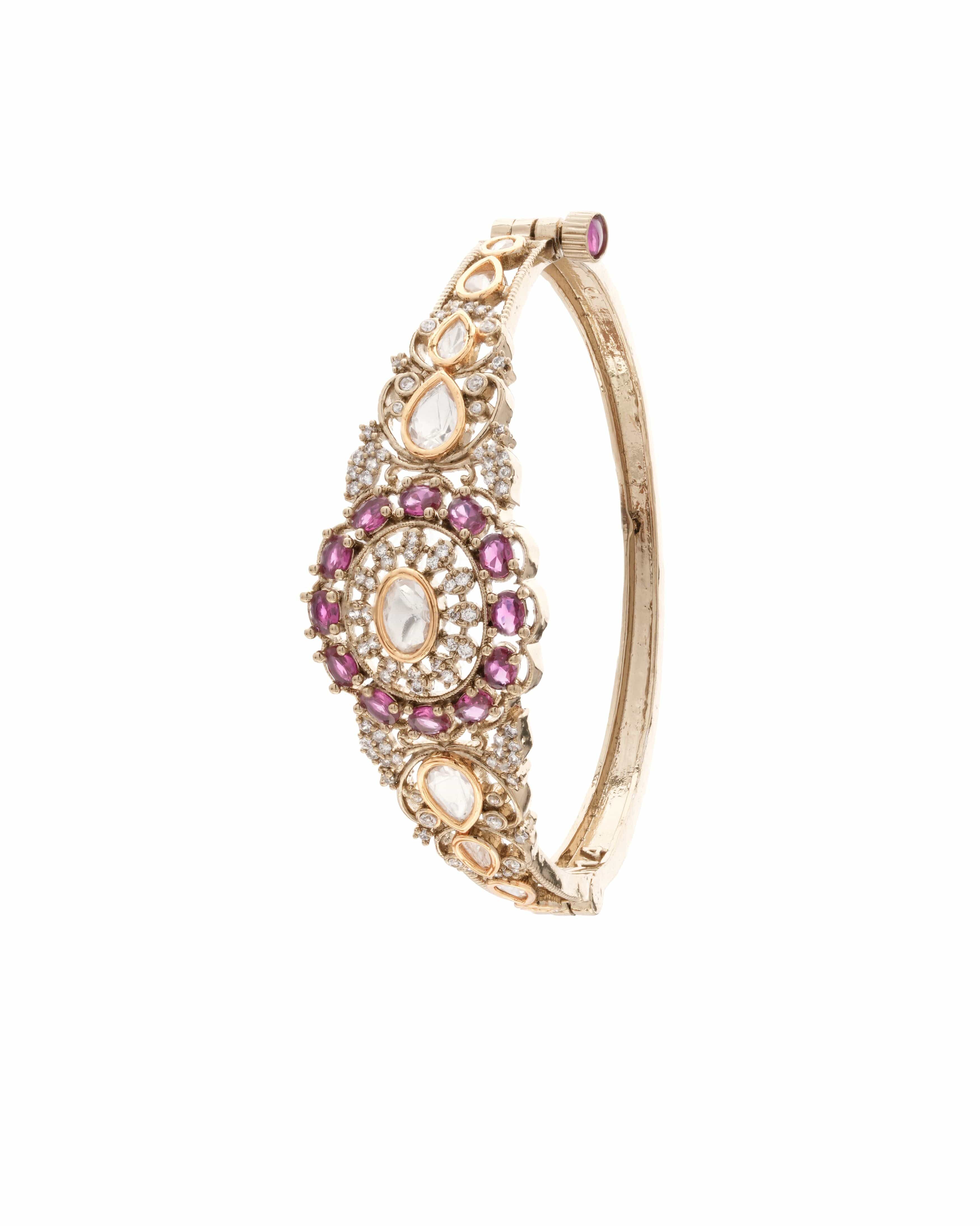 Ethnic Ruby Radiance Moissanite CZ Bangle Set by Mataari