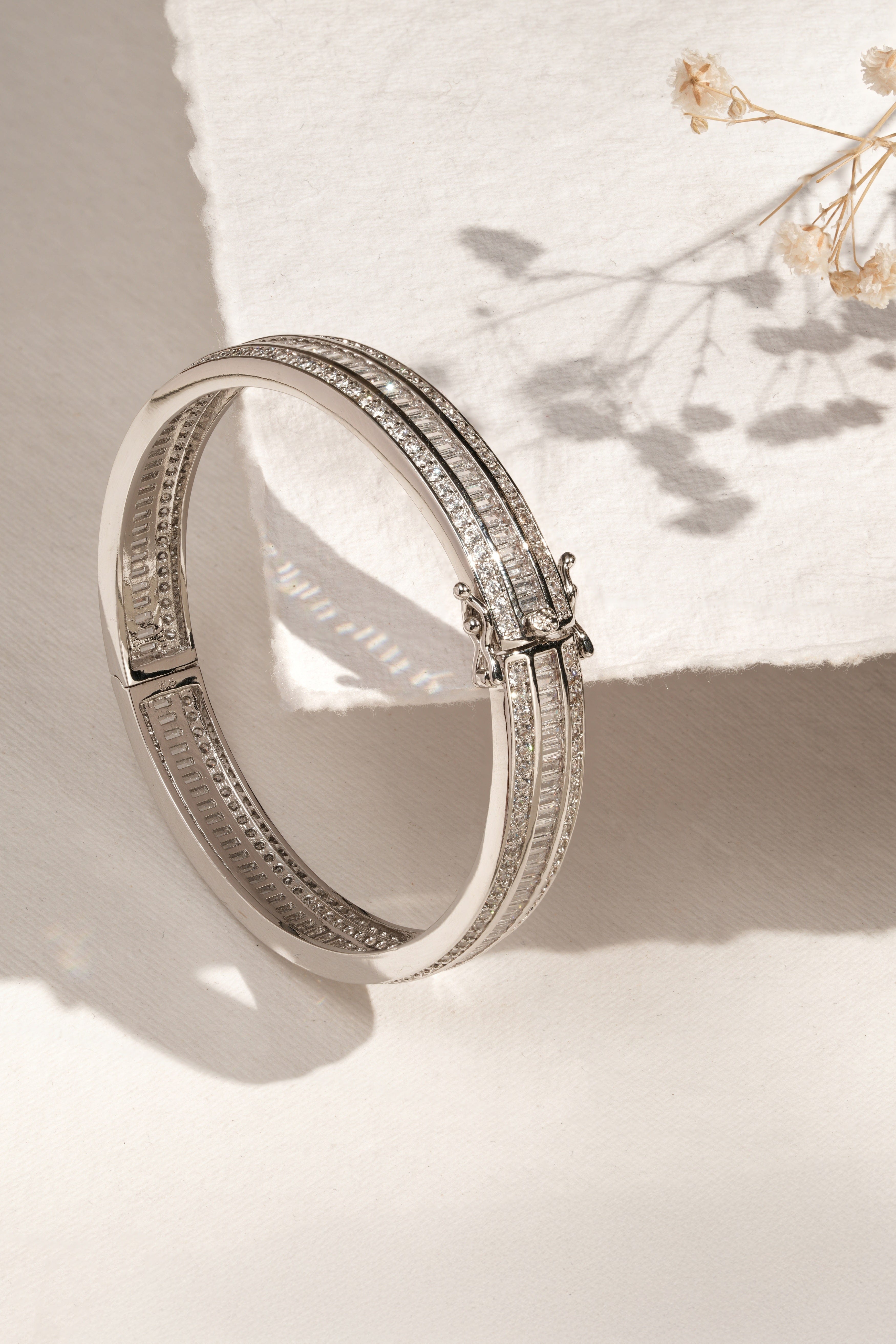 Mataari Bangles Triple Row Sparkle Hinged Bangle