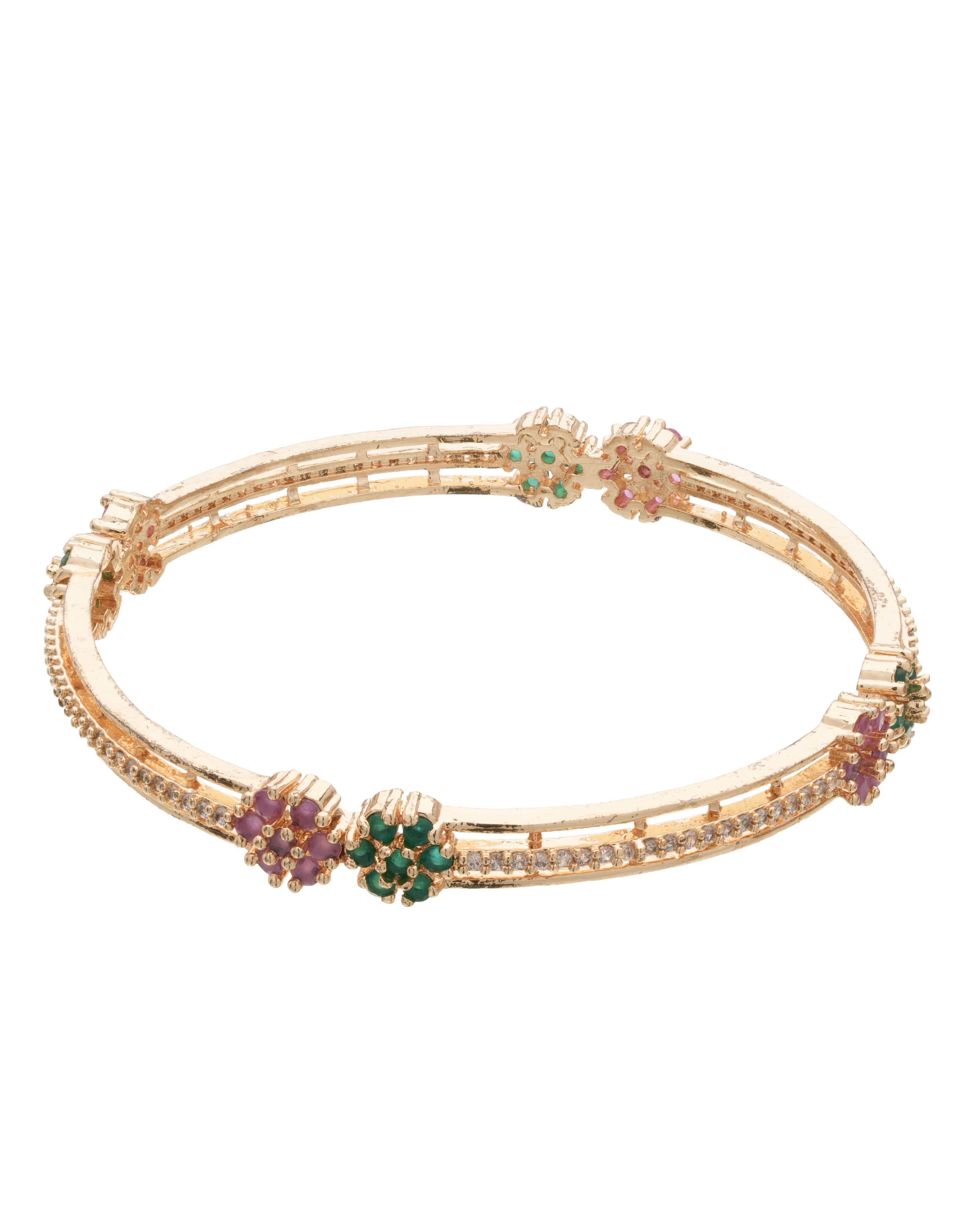 Mataari Bangles Emerald & Ruby Blossom Slider Bangles