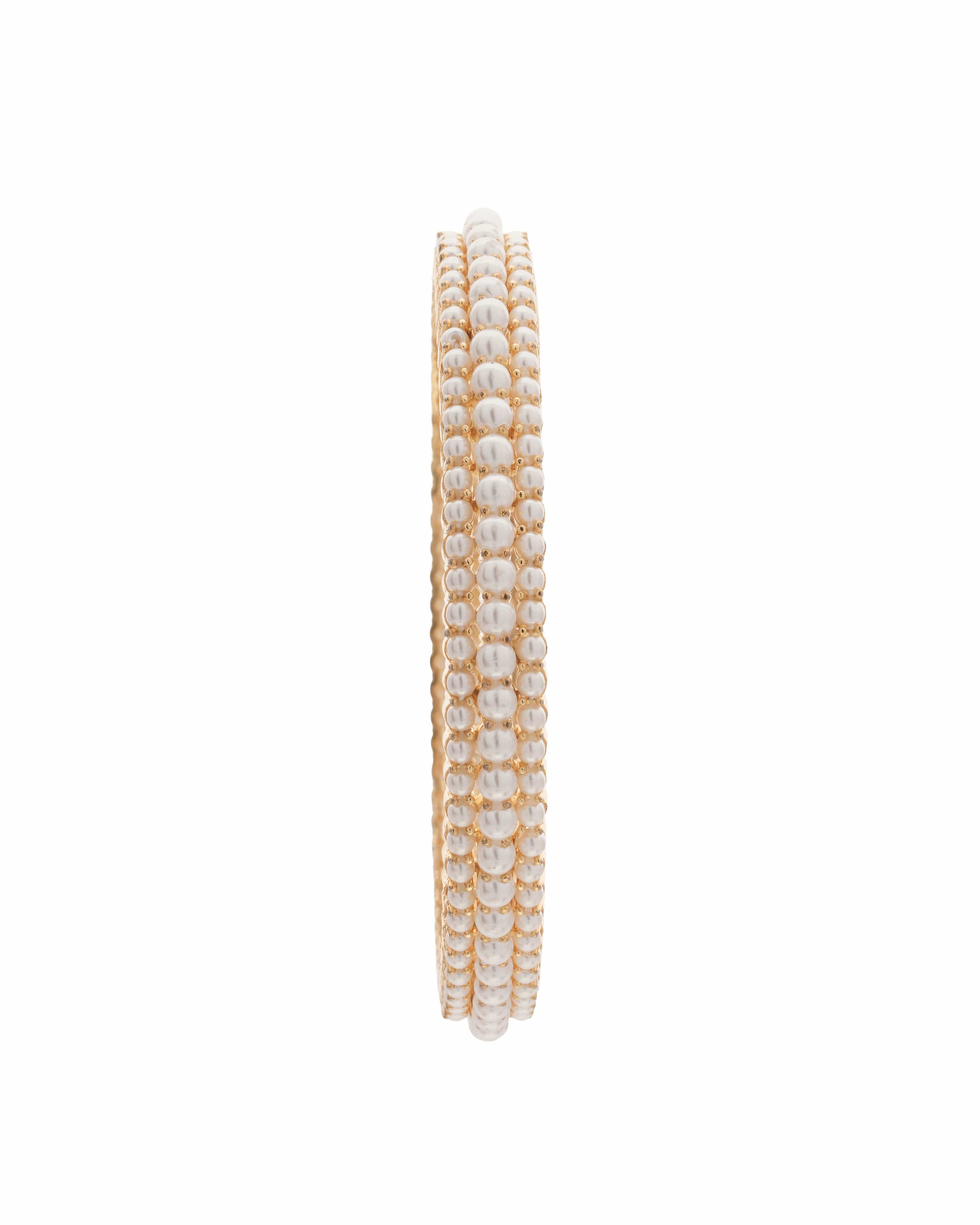 Mataari Bangles Regal Grace – Gold-Finished Pearl Bangles