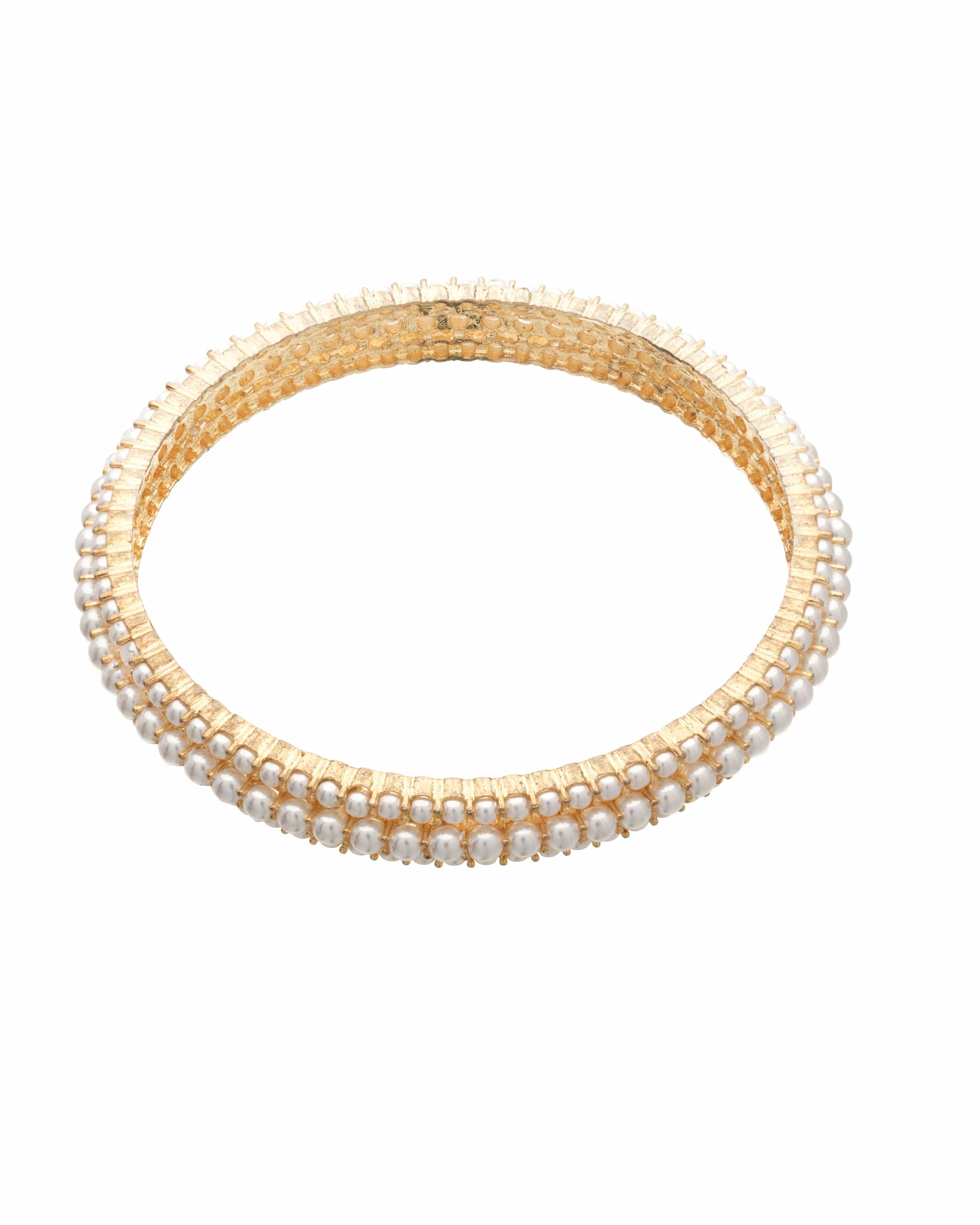 Mataari Bangles Regal Grace – Gold-Finished Pearl Bangles