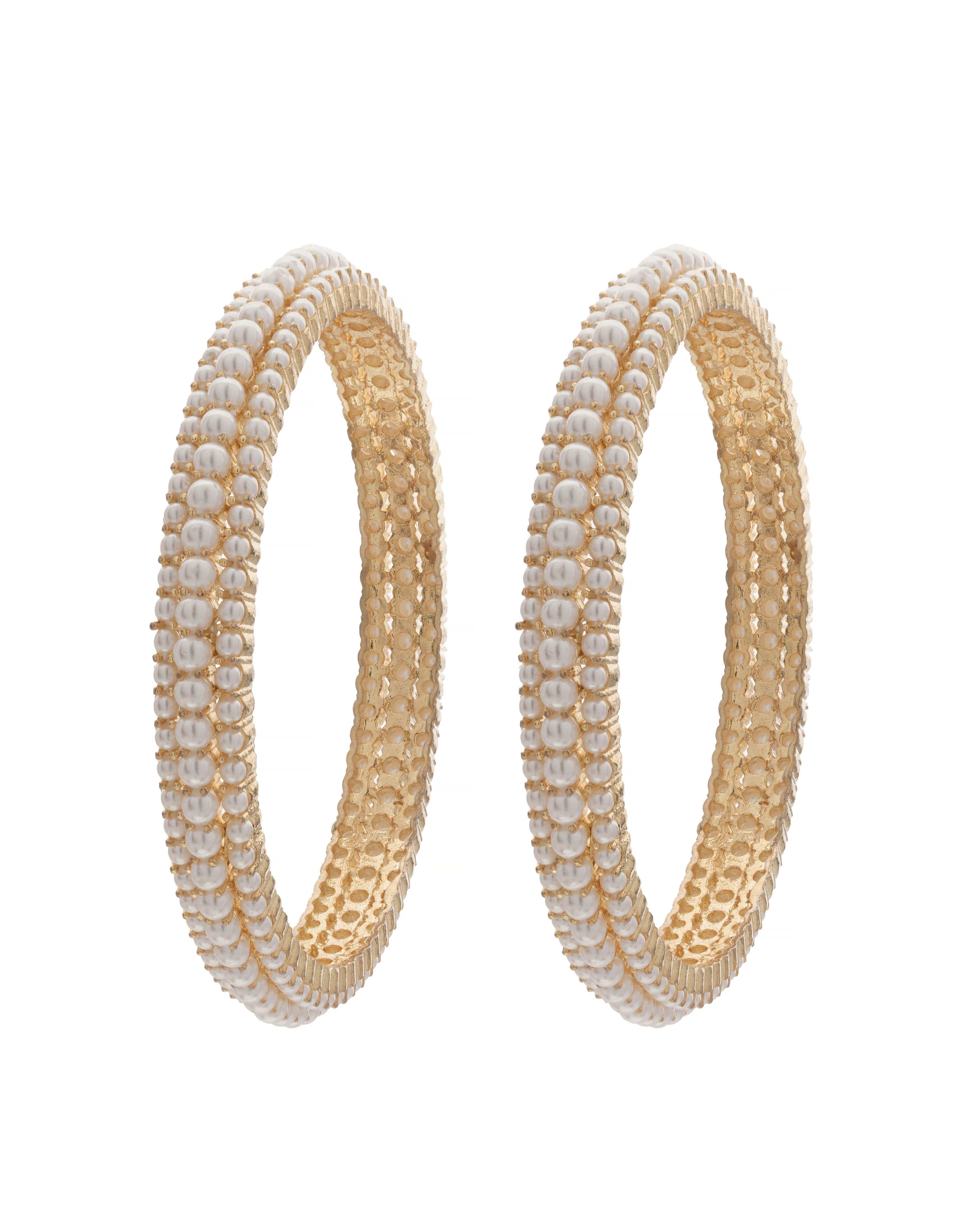 Mataari Bangles Regal Grace – Gold-Finished Pearl Bangles