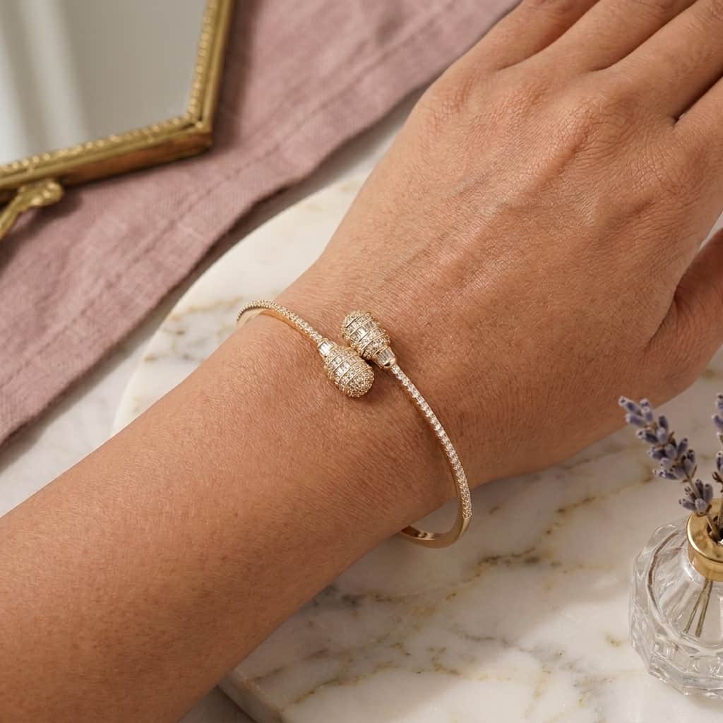 Mataari Bracelet Adjustable Gold Plated Moissanite Crystal Birthstone Bracelet for Women