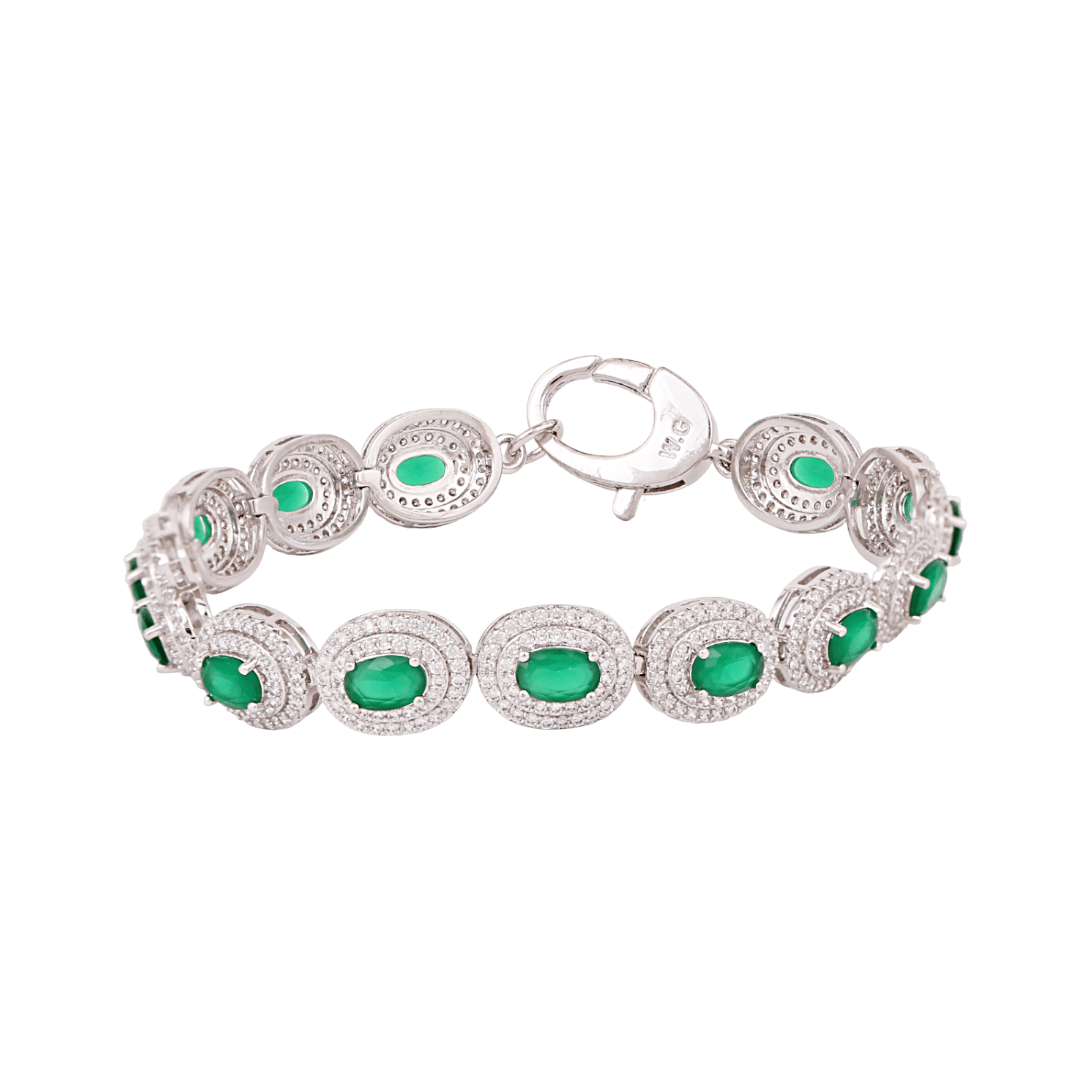 Mataari Bracelet Cubic Zirconia Silver Plated Oval Ruby Openable Bracelet