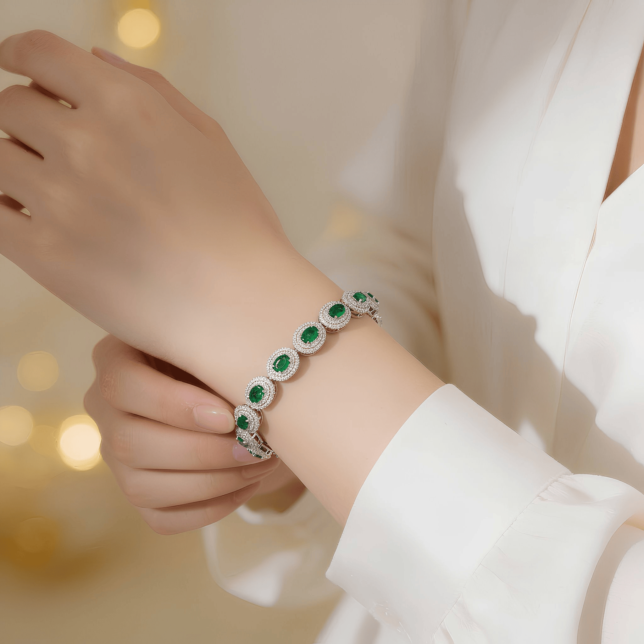 Mataari Bracelet Cubic Zirconia Silver Plated Oval Ruby Openable Bracelet
