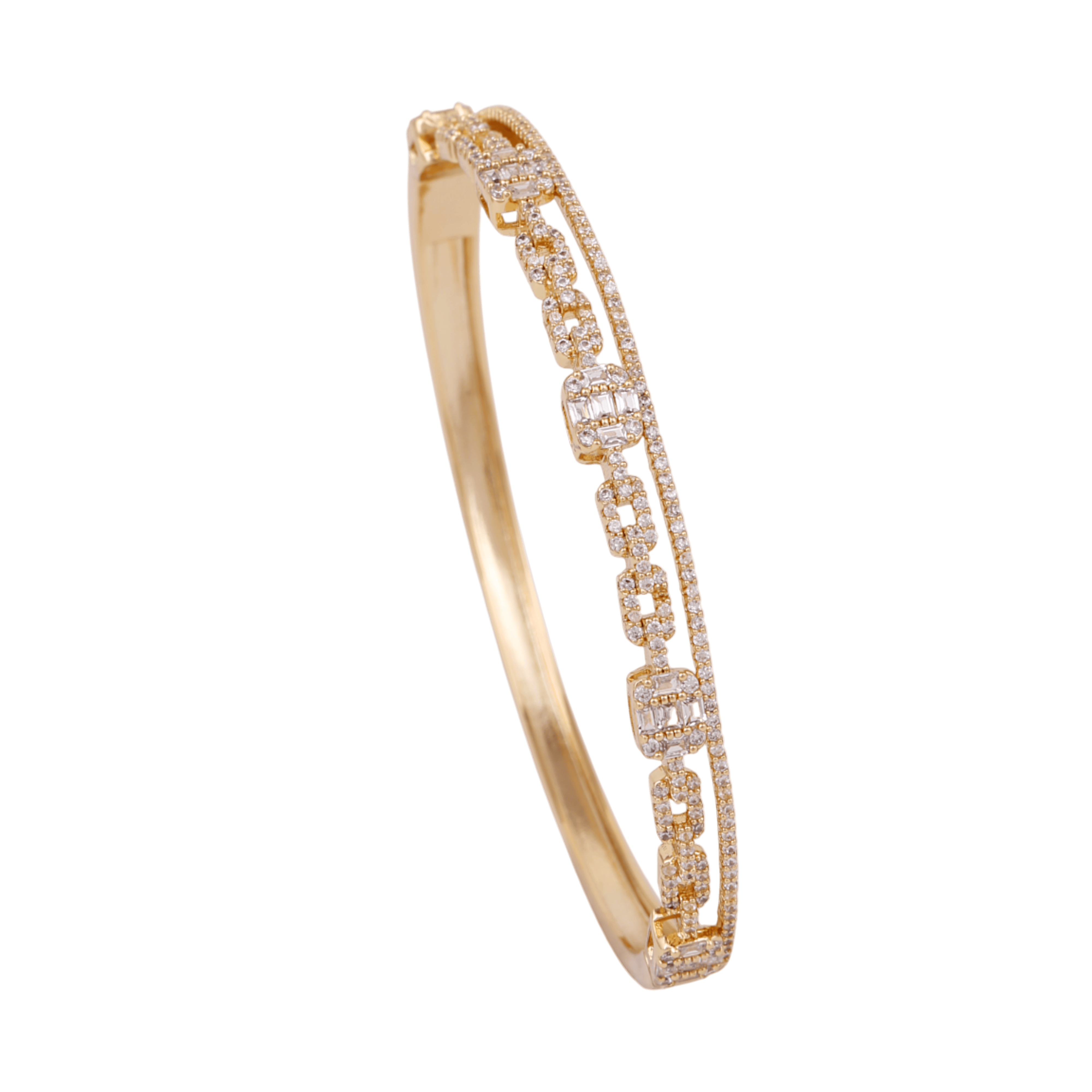 Mataari Bracelet Minimalist Gold Plated Cuban Link Cubic Zirconia Bracelet