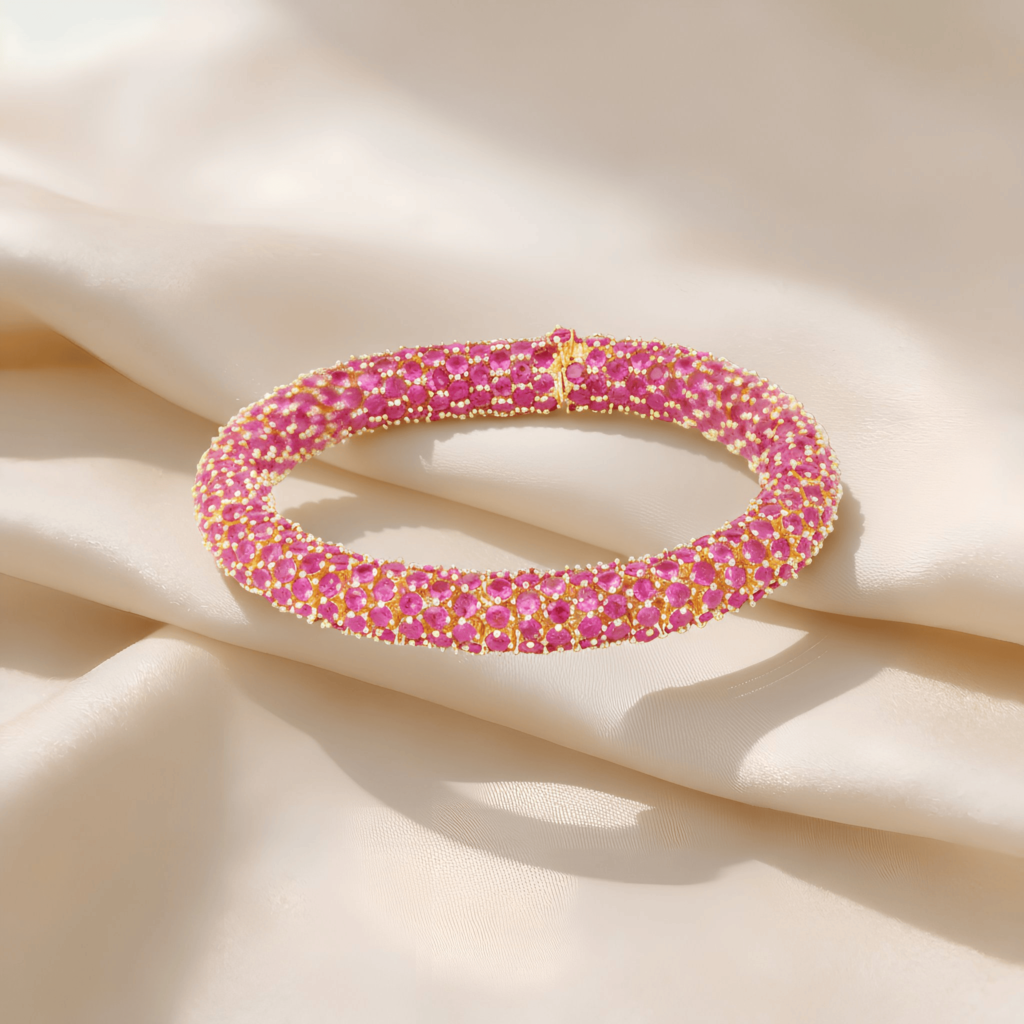 Mataari Bracelet Gold Plated Ruby Openable Bracelet