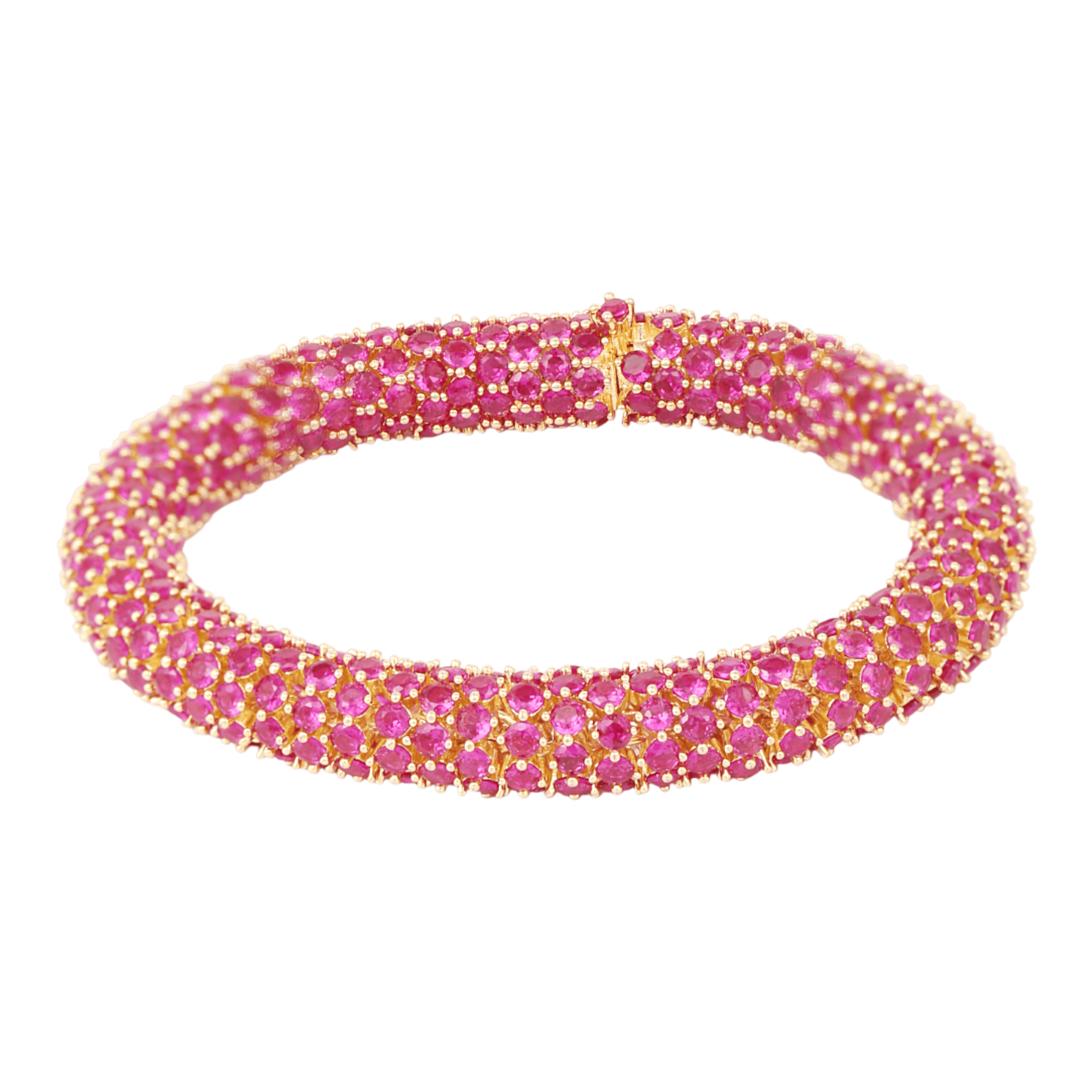 Mataari Bracelet Gold Plated Ruby Openable Bracelet
