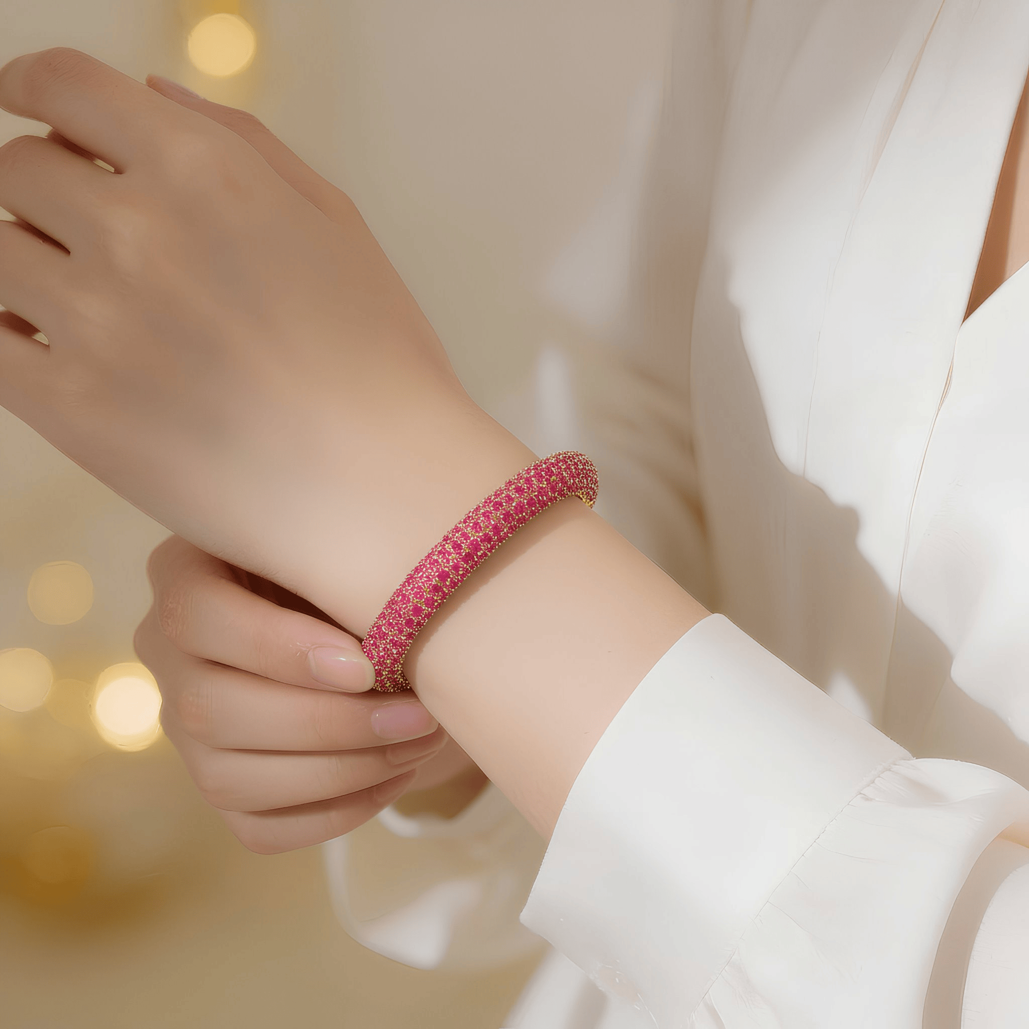 Mataari Bracelet Gold Plated Ruby Openable Bracelet