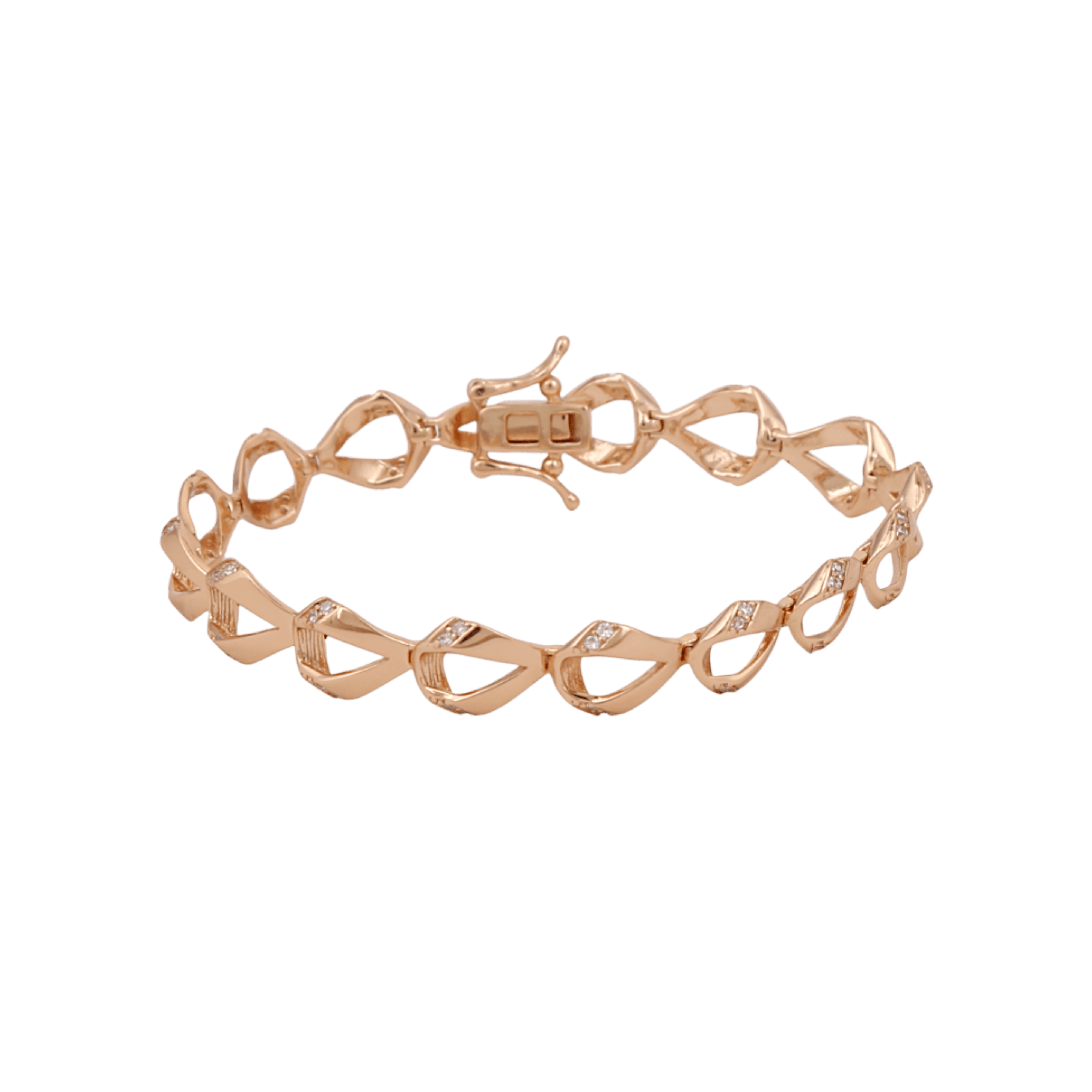Mataari Bracelet Gold Plated Sterling Silver Cubic Zirconia Operable Bracelet