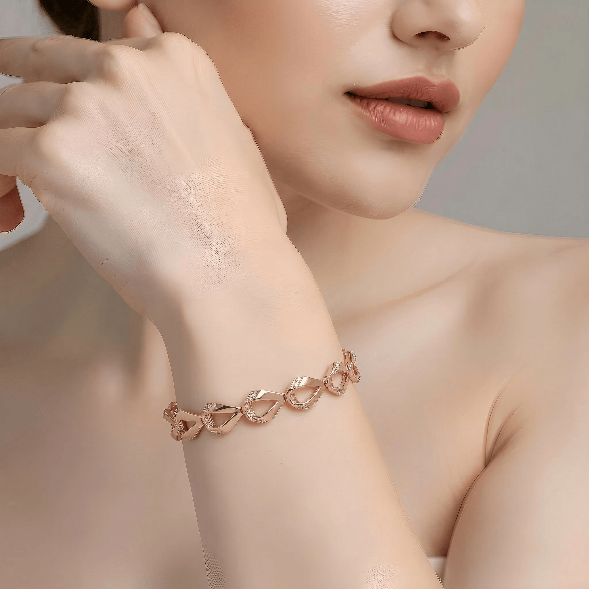 Mataari Bracelet Gold Plated Sterling Silver Cubic Zirconia Operable Bracelet