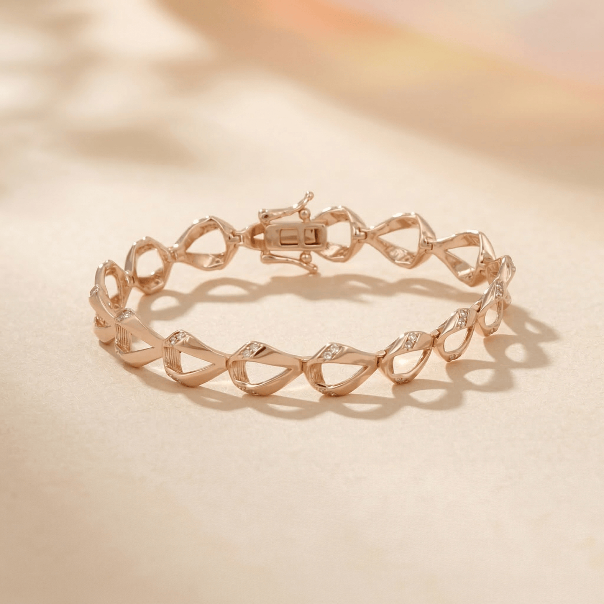 Mataari Bracelet Gold Plated Sterling Silver Cubic Zirconia Operable Bracelet