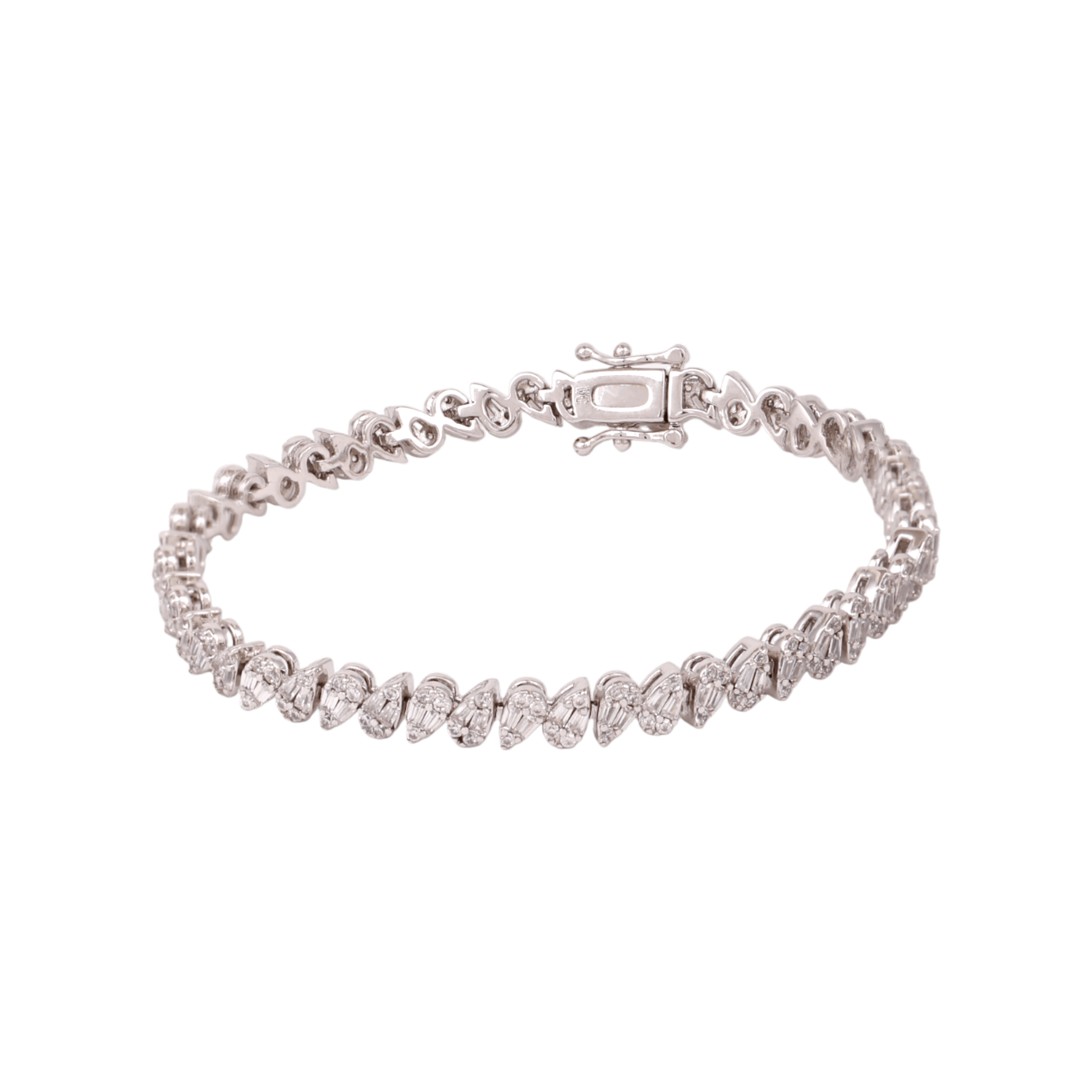 Mataari Bracelet Pear Shaped Cubic Zirconia Silver Plated Tennis Bracelet