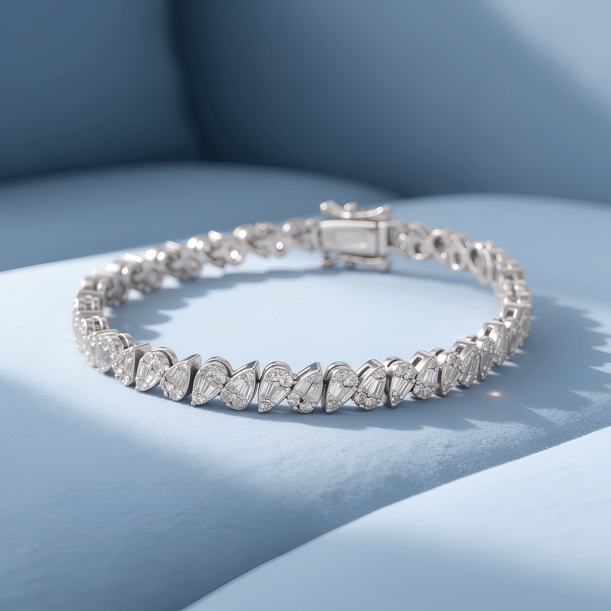 Mataari Bracelet Pear Shaped Cubic Zirconia Silver Plated Tennis Bracelet