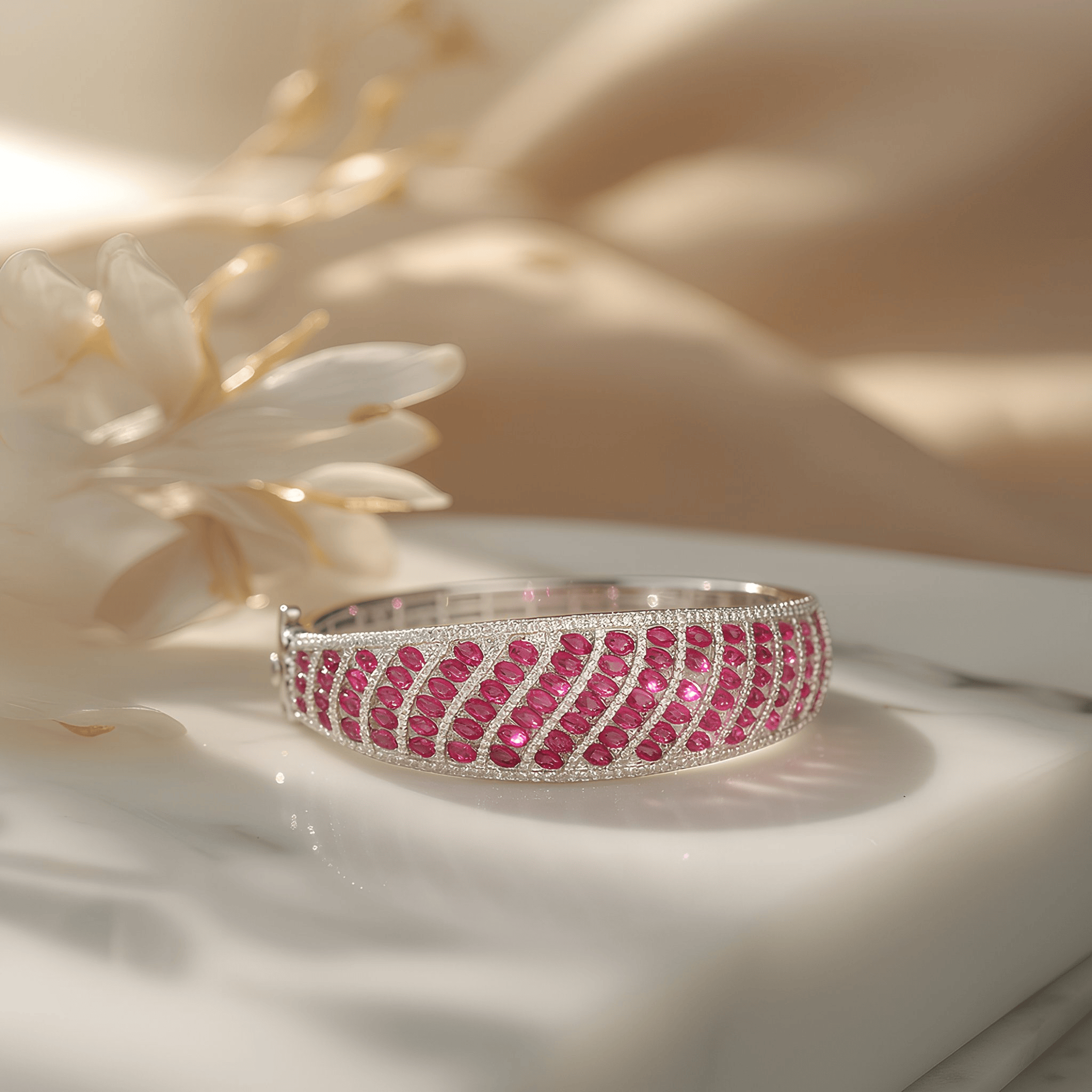 Mataari Bracelet Wedding Cubic Zirconia Silver Plated Openable Bracelet
