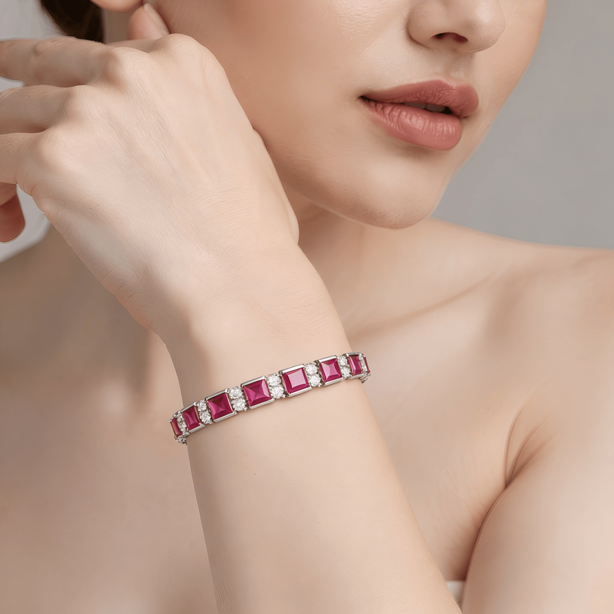 Mataari Bracelet Yellow Sapphire Silver Plated Cubic Zirconia Tennis Ruby Bracelet