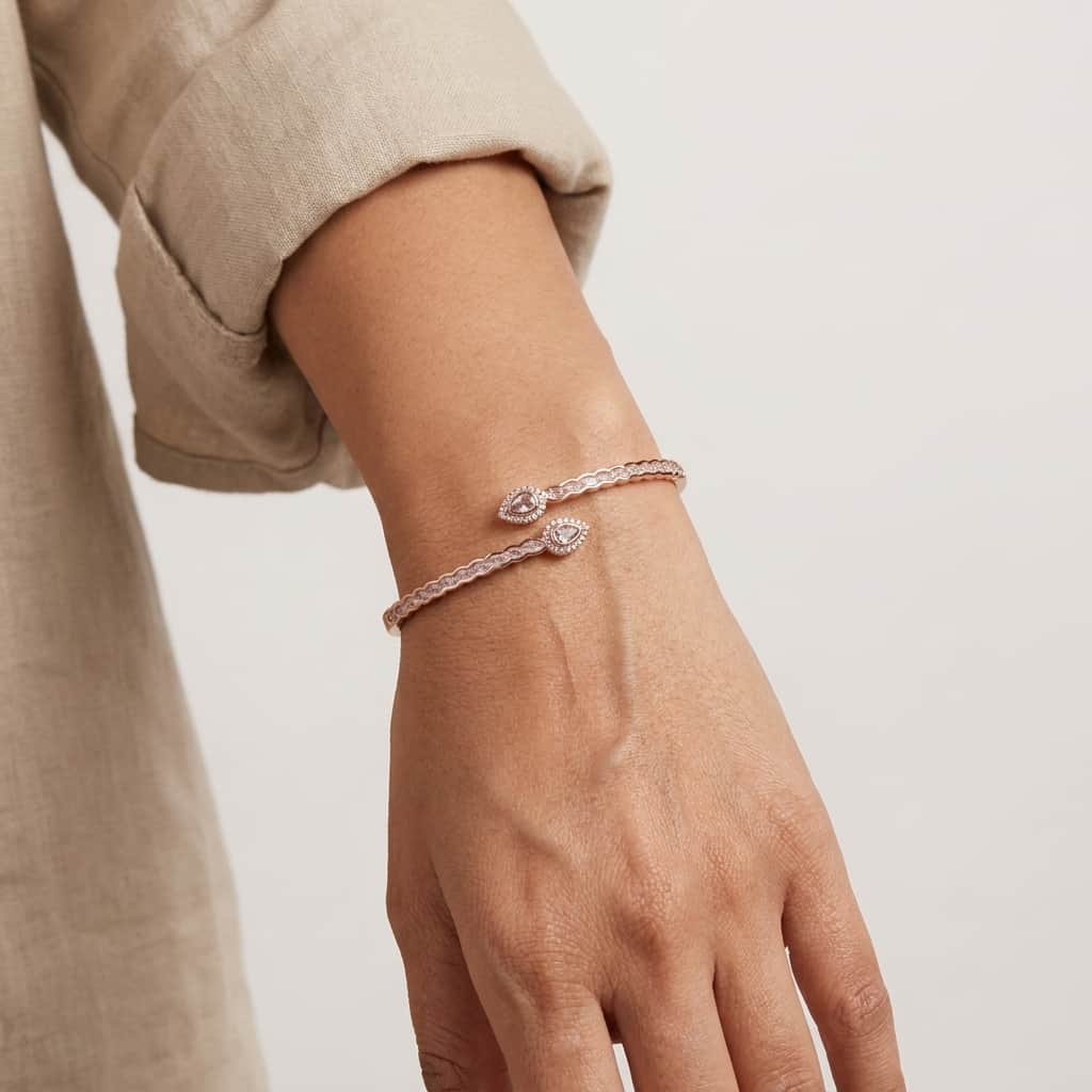 Mataari Bracelet Rose Gold Adjustable Amethyst Crystal Birthstone Kada Bracelet for Women