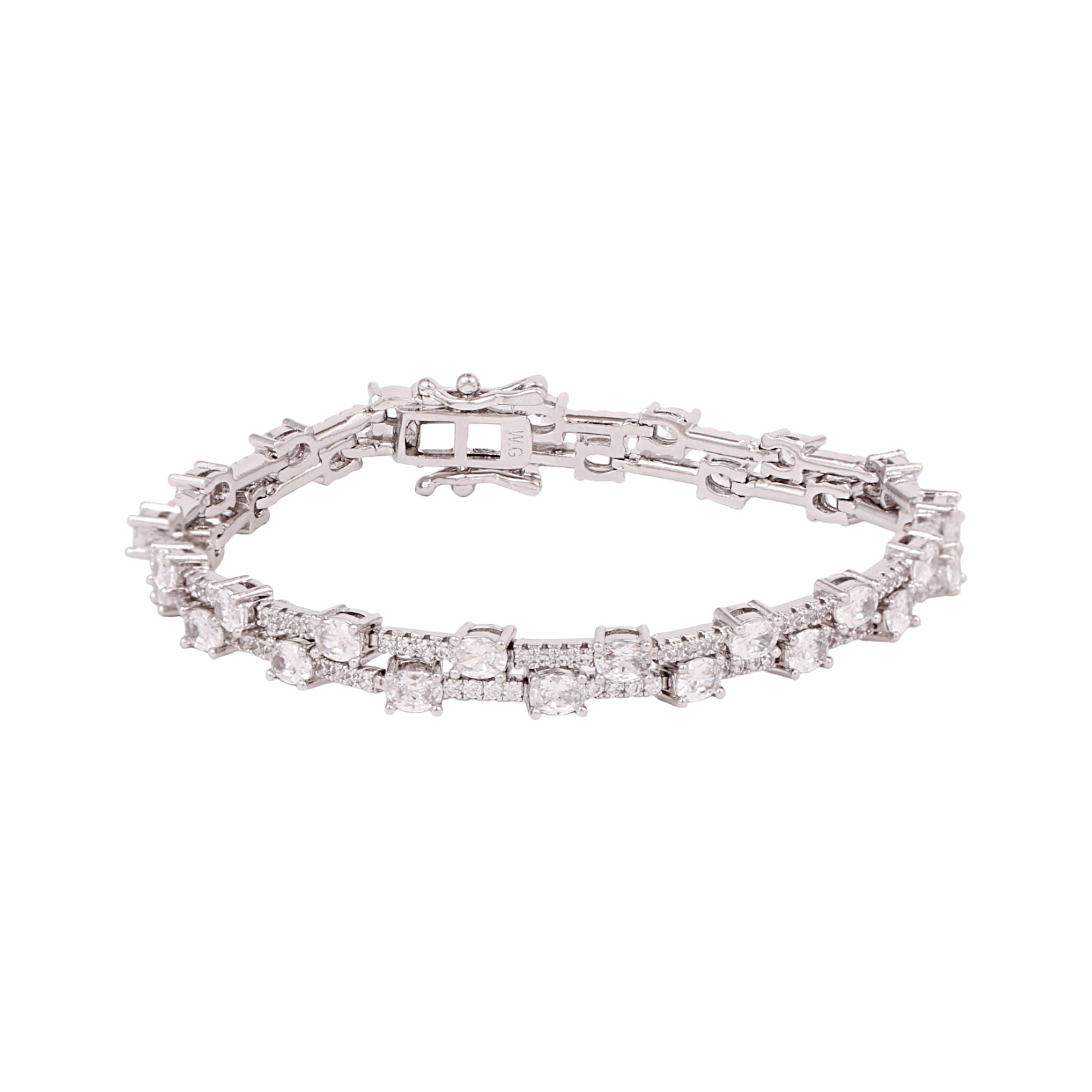 Mataari Bracelet Rose Quartz Double Layer Cubic Zirconia Tennis Bracelet