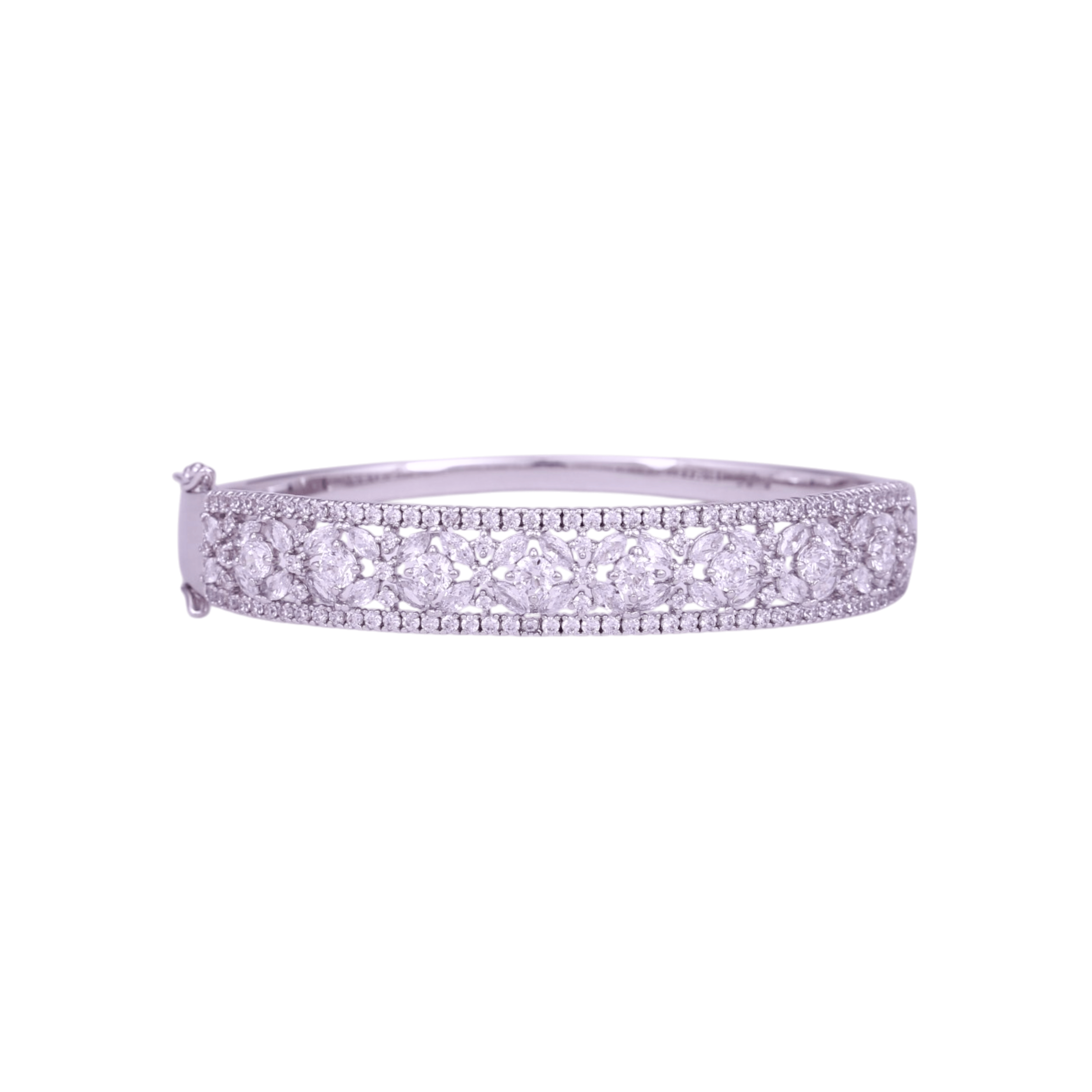 Mataari Bracelet Silver Birthstone Moissanite Crystal Openable Kada Bracelet for Women