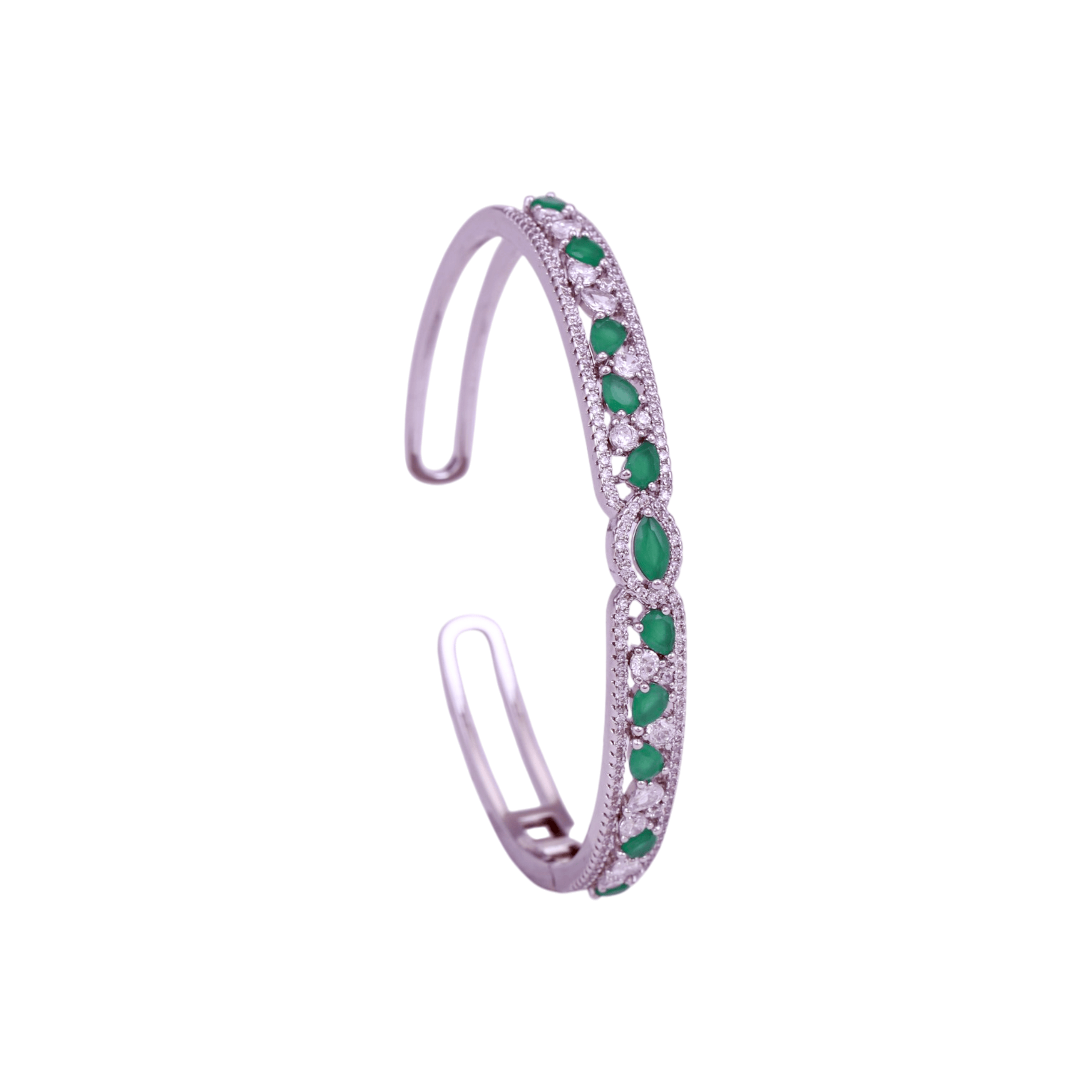Mataari Bracelet Silver Moissanite Crystal Birthstone Bracelet Femme with Ruby, Emerald & Rose Quartz Accents