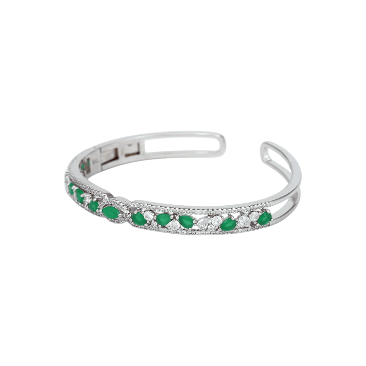 Mataari Bracelet Silver Moissanite Crystal Birthstone Bracelet Femme with Ruby, Emerald & Rose Quartz Accents