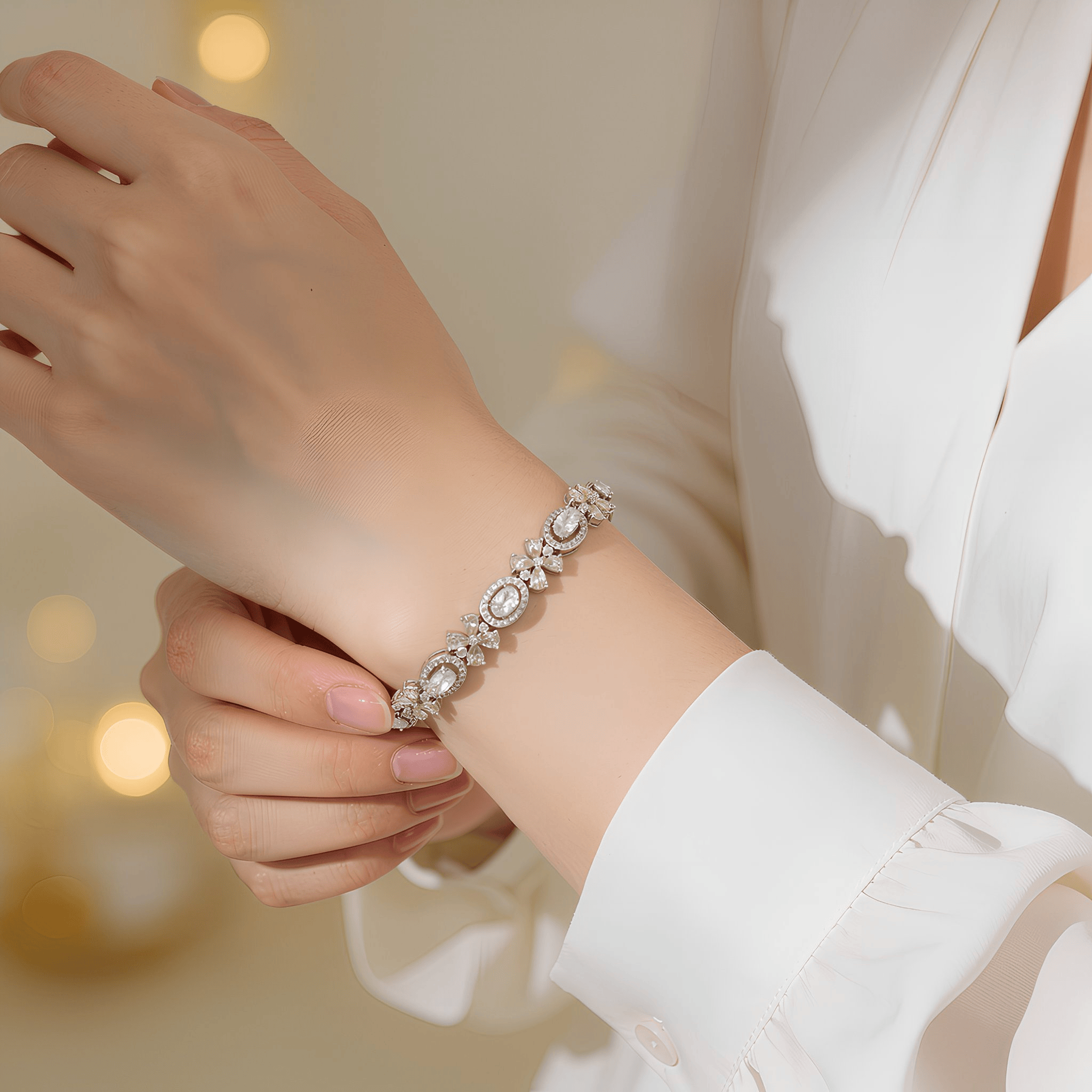 Mataari Bracelet Silver Plated Cubic Zirconia Enagagement Tennis Bracelet