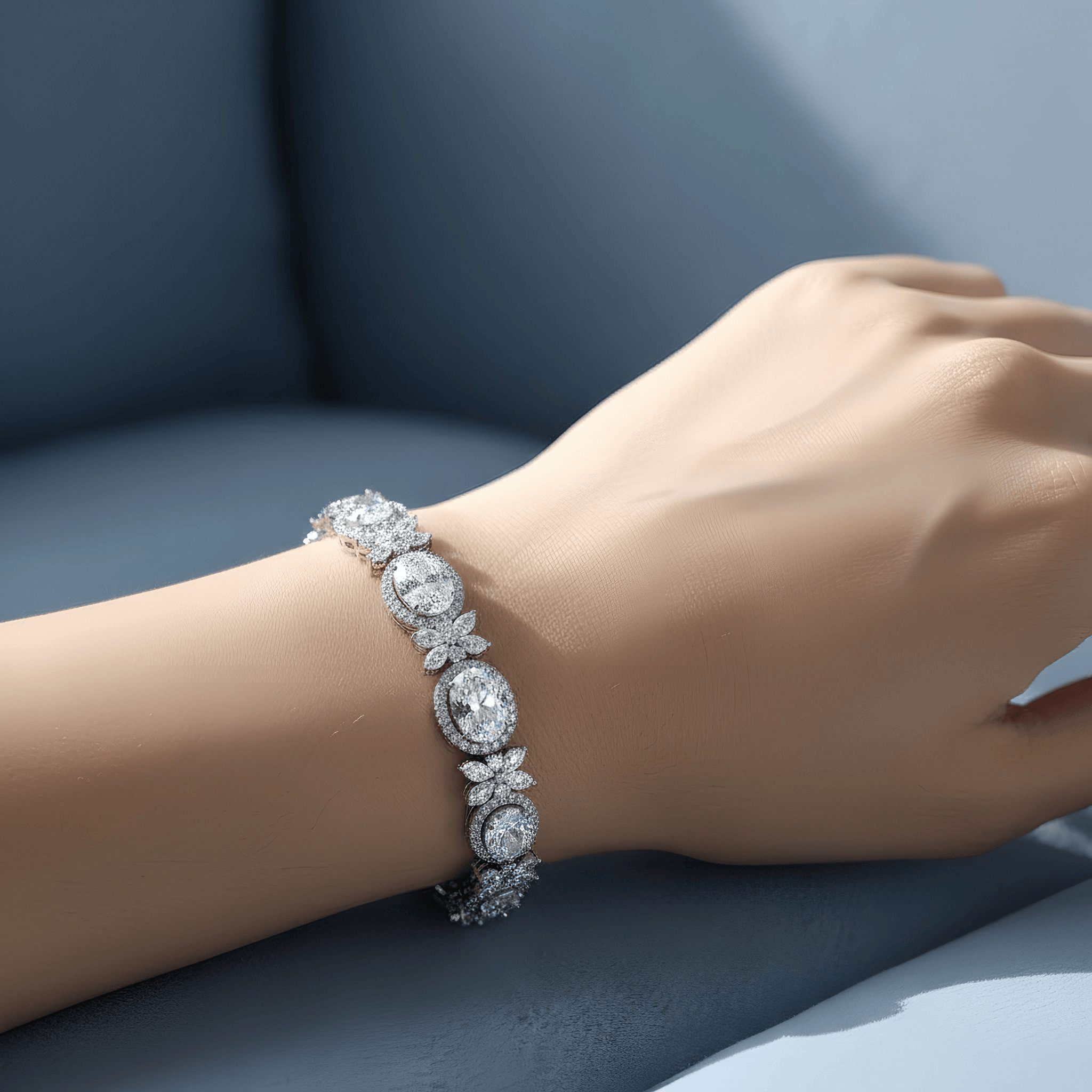 Mataari Bracelet Silver Plated Cubic Zirconia Enagagement Tennis Bracelet