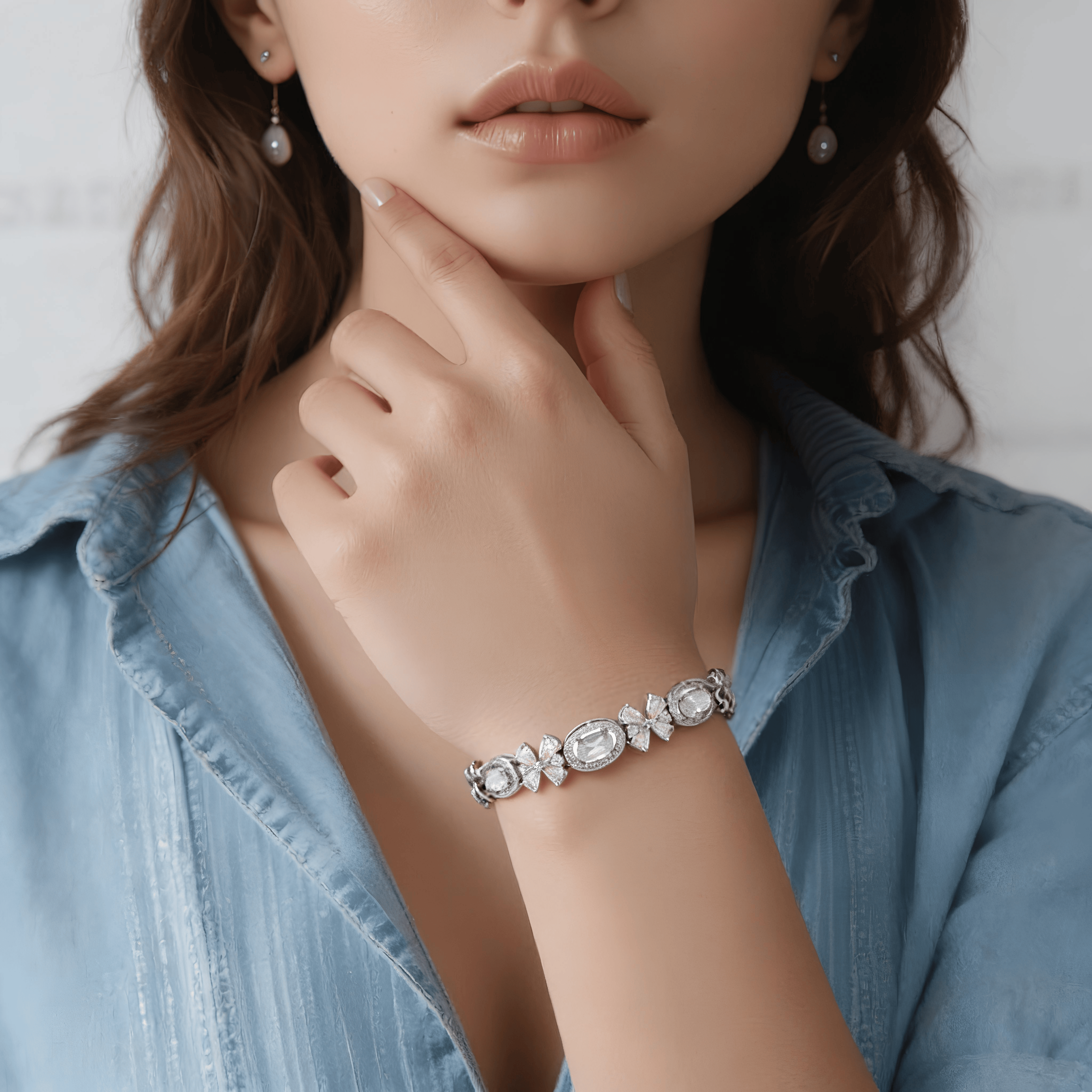 Mataari Bracelet Silver Plated Cubic Zirconia Enagagement Tennis Bracelet