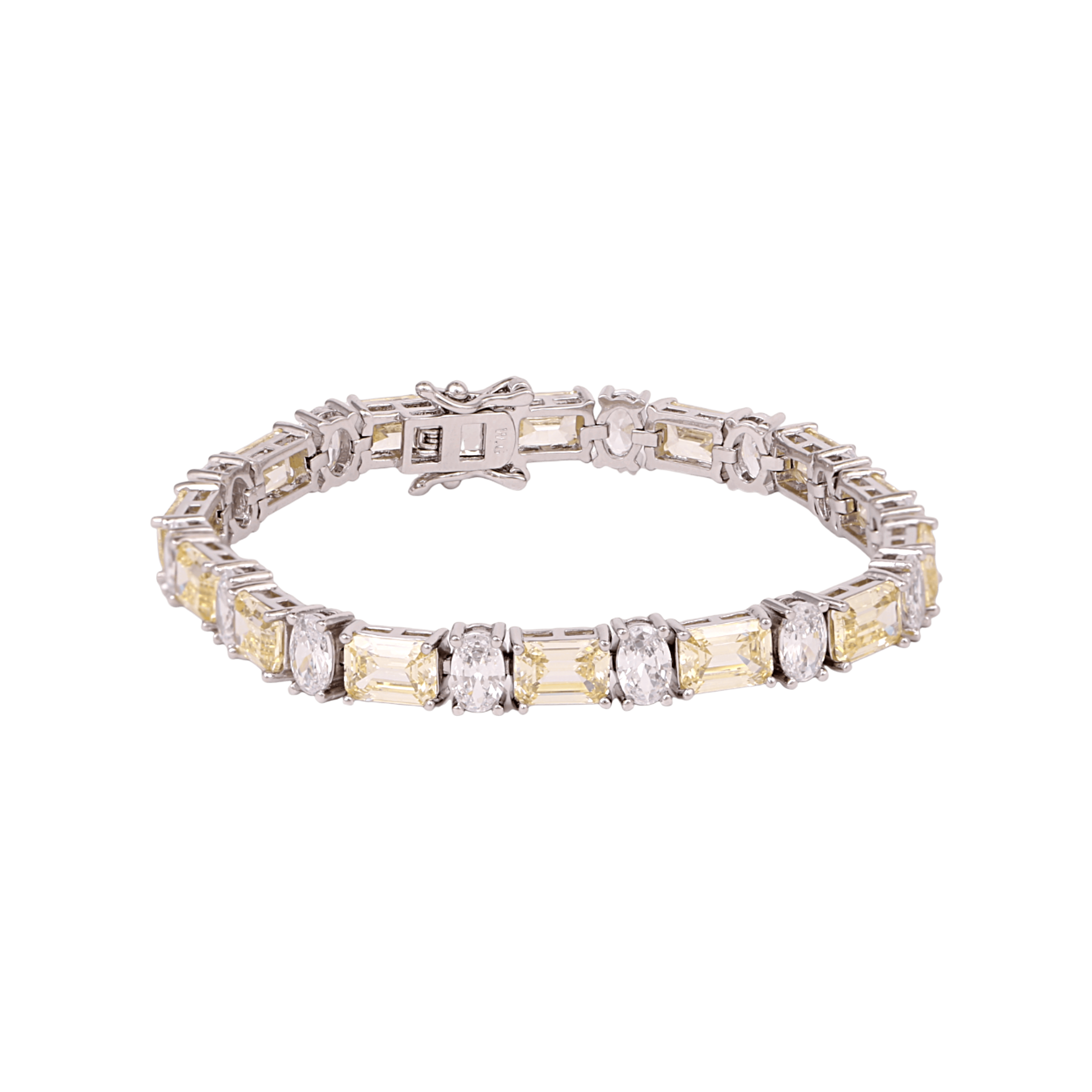 Mataari Bracelet Silver Plated Yellow Sapphire Openable Cubic Zirconia Tennis Bracelet
