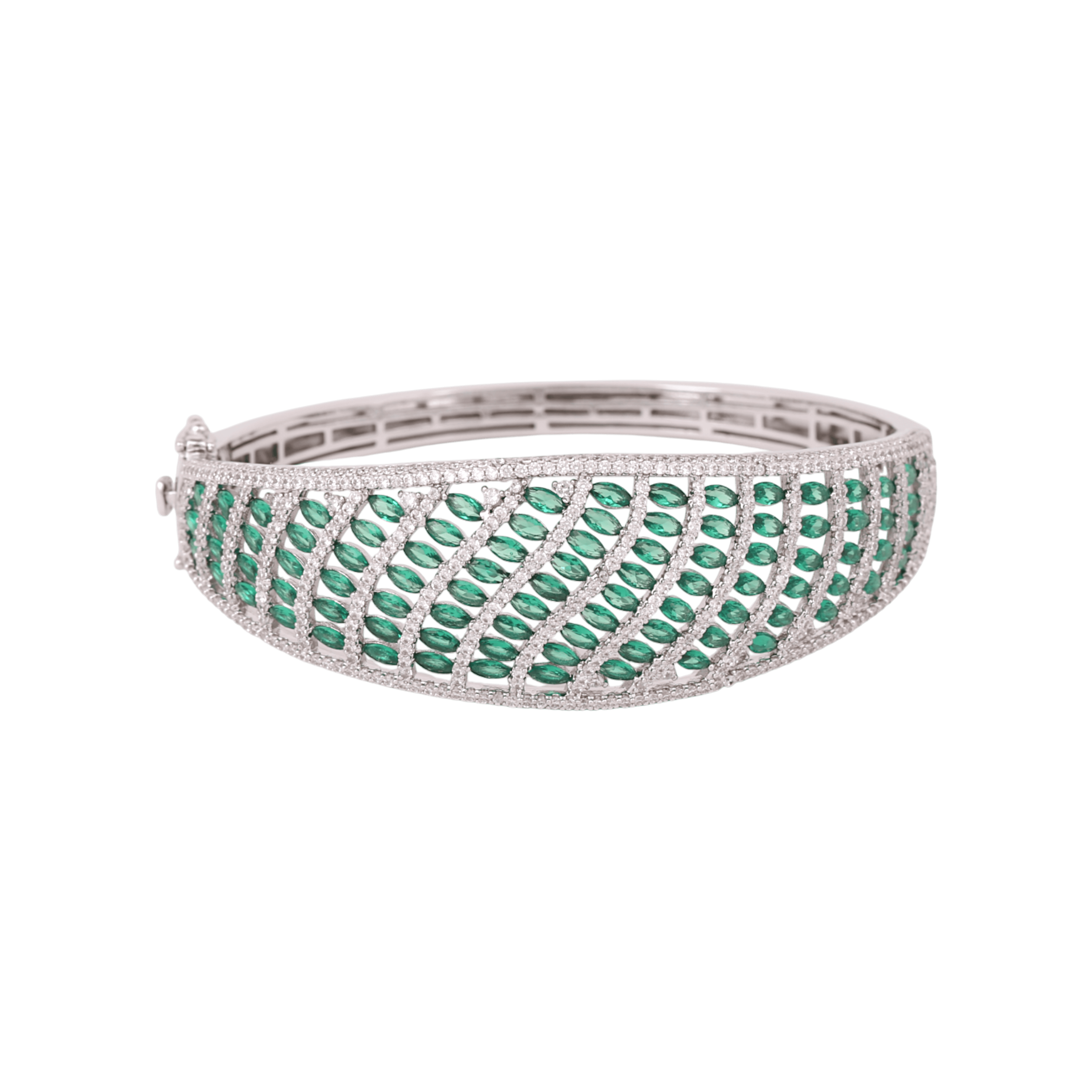 Mataari Bracelet Wedding Cubic Zirconia Silver Plated Openable Bracelet
