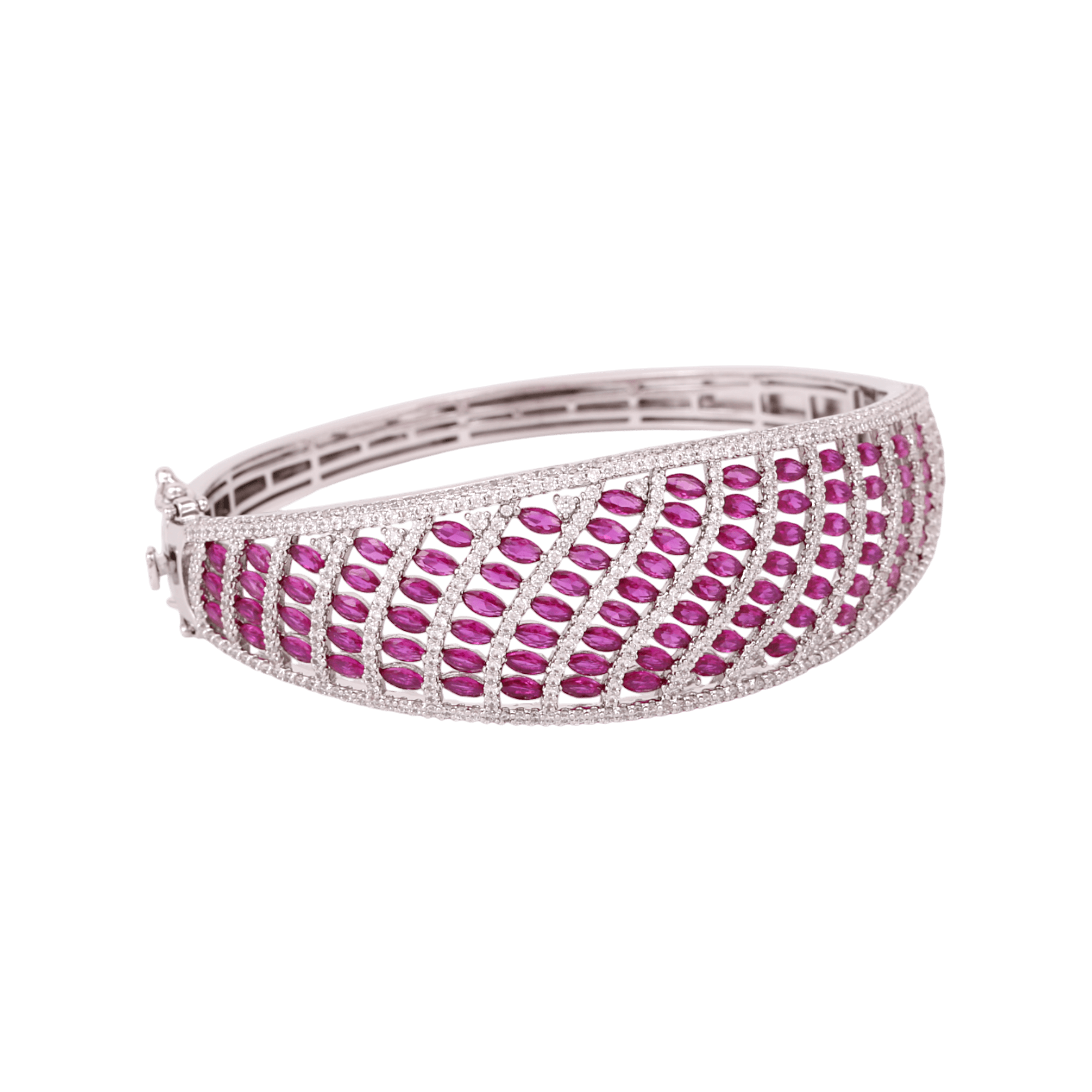 Mataari Bracelet Wedding Cubic Zirconia Silver Plated Openable Bracelet