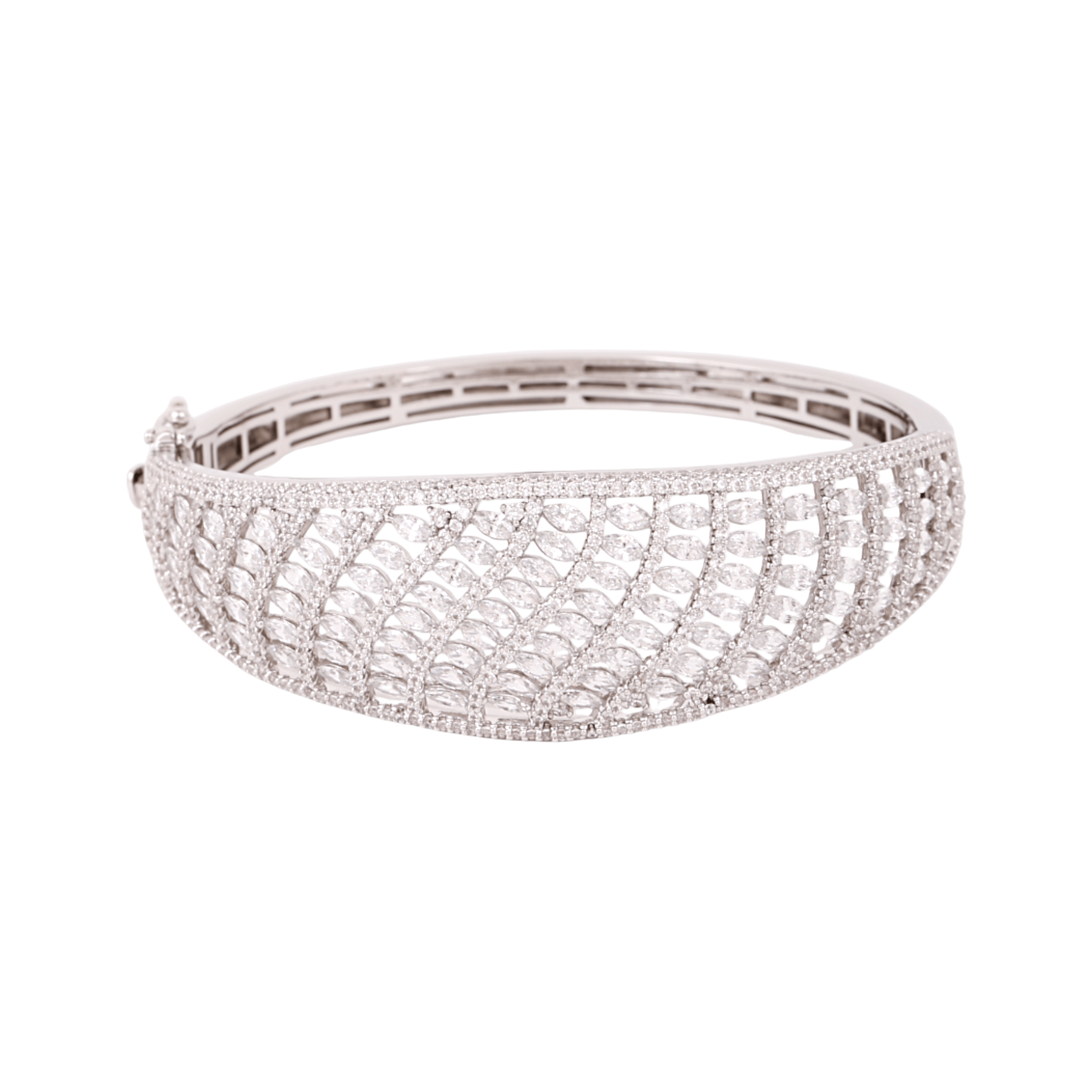 Mataari Bracelet Wedding Cubic Zirconia Silver Plated Openable Bracelet