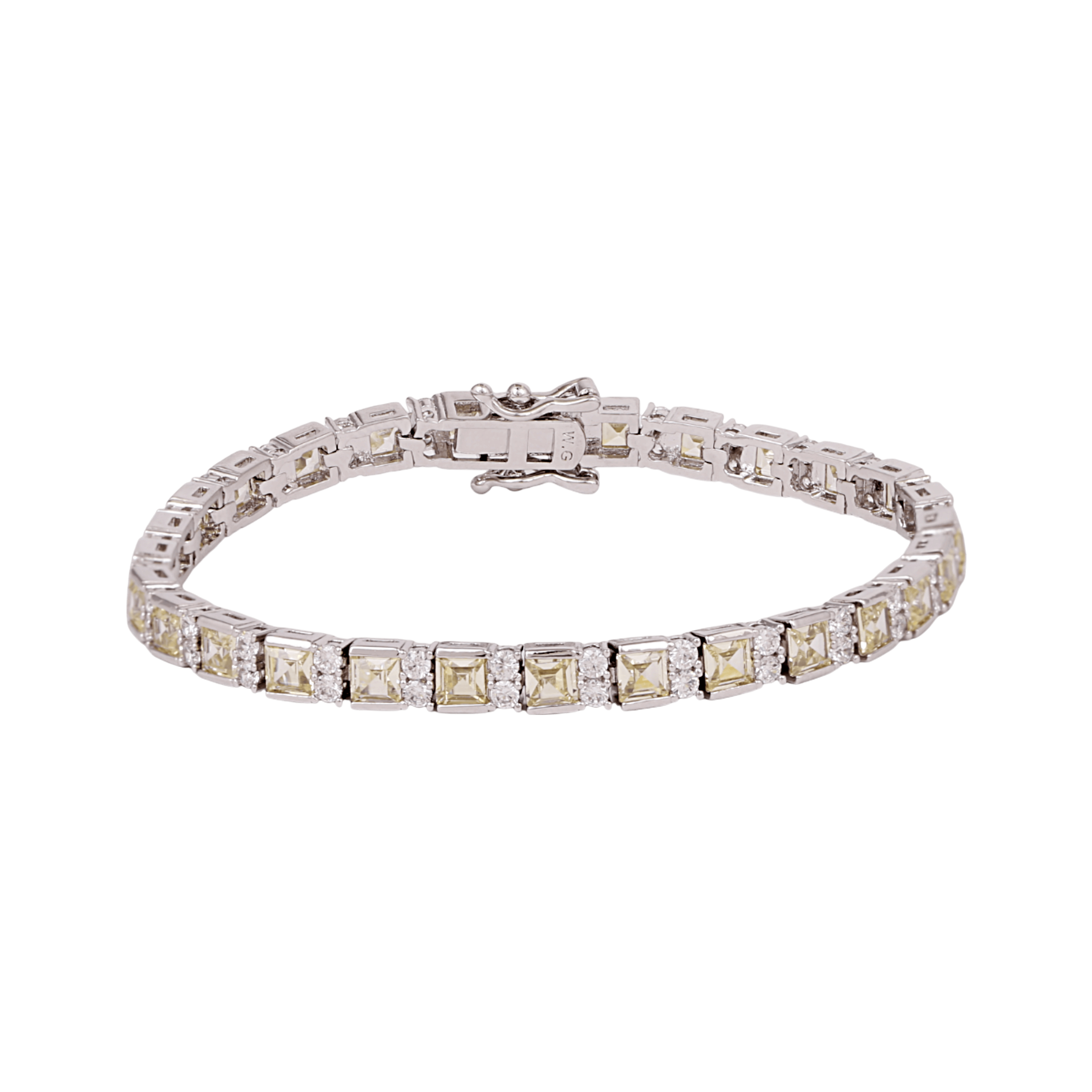 Mataari Bracelet Yellow Sapphire Silver Plated Cubic Zirconia Tennis Ruby Bracelet
