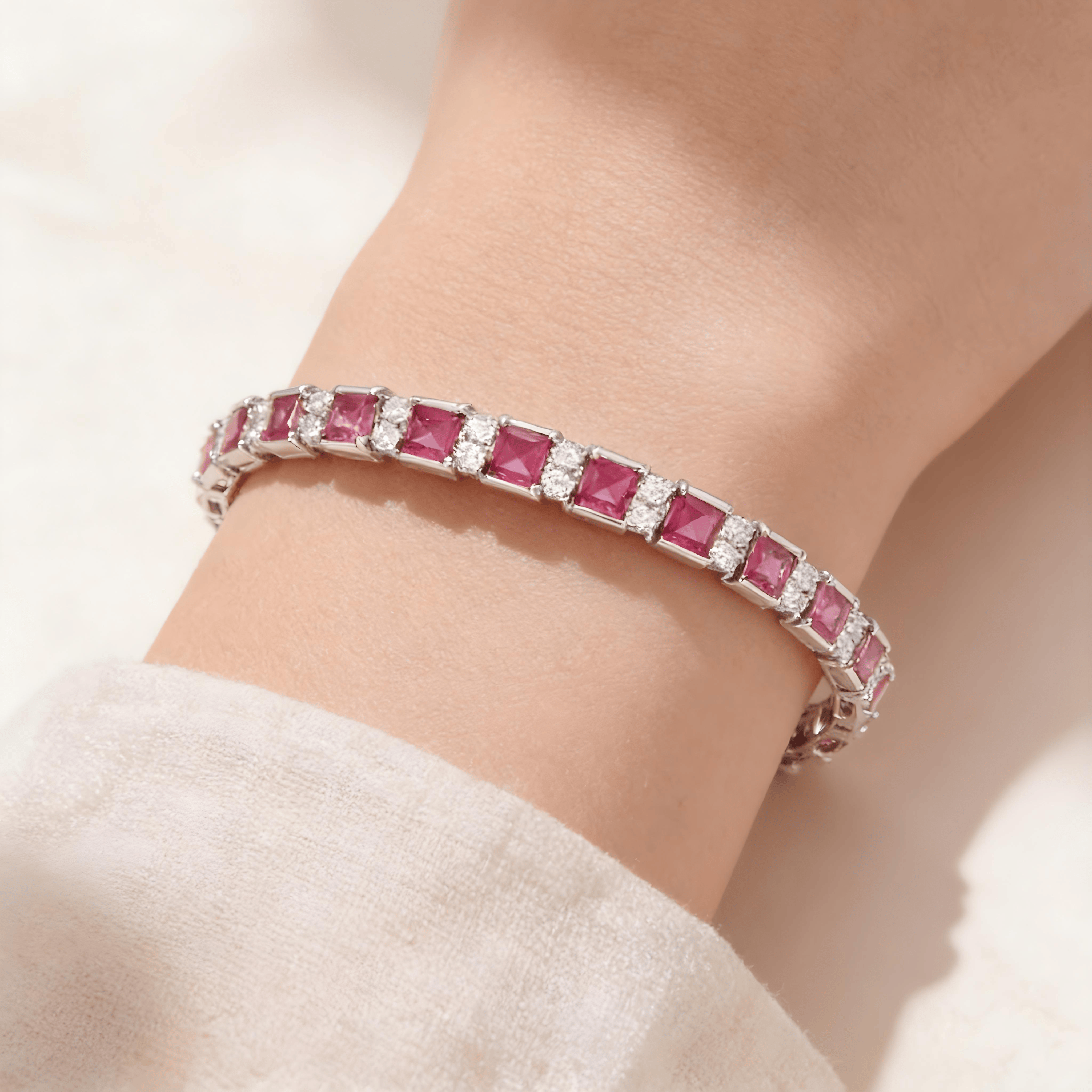 Mataari Bracelet Yellow Sapphire Silver Plated Cubic Zirconia Tennis Ruby Bracelet