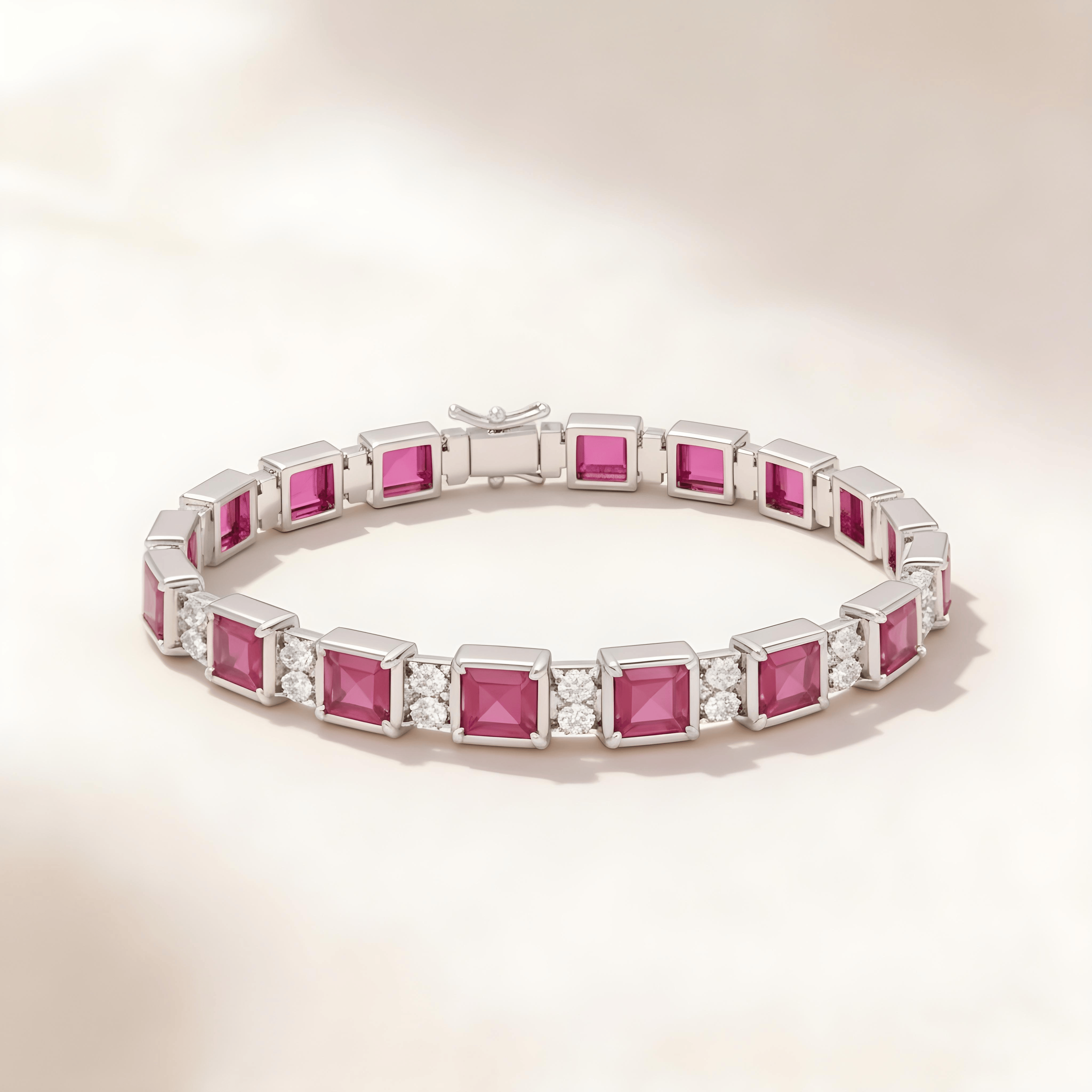 Mataari Bracelet Yellow Sapphire Silver Plated Cubic Zirconia Tennis Ruby Bracelet