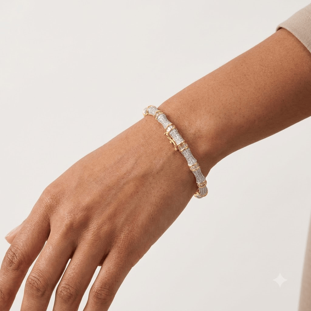 Mataari Bracelets Baguette Cubic Zirconia Gold Plated Openable Minimalist Kada Bracelet
