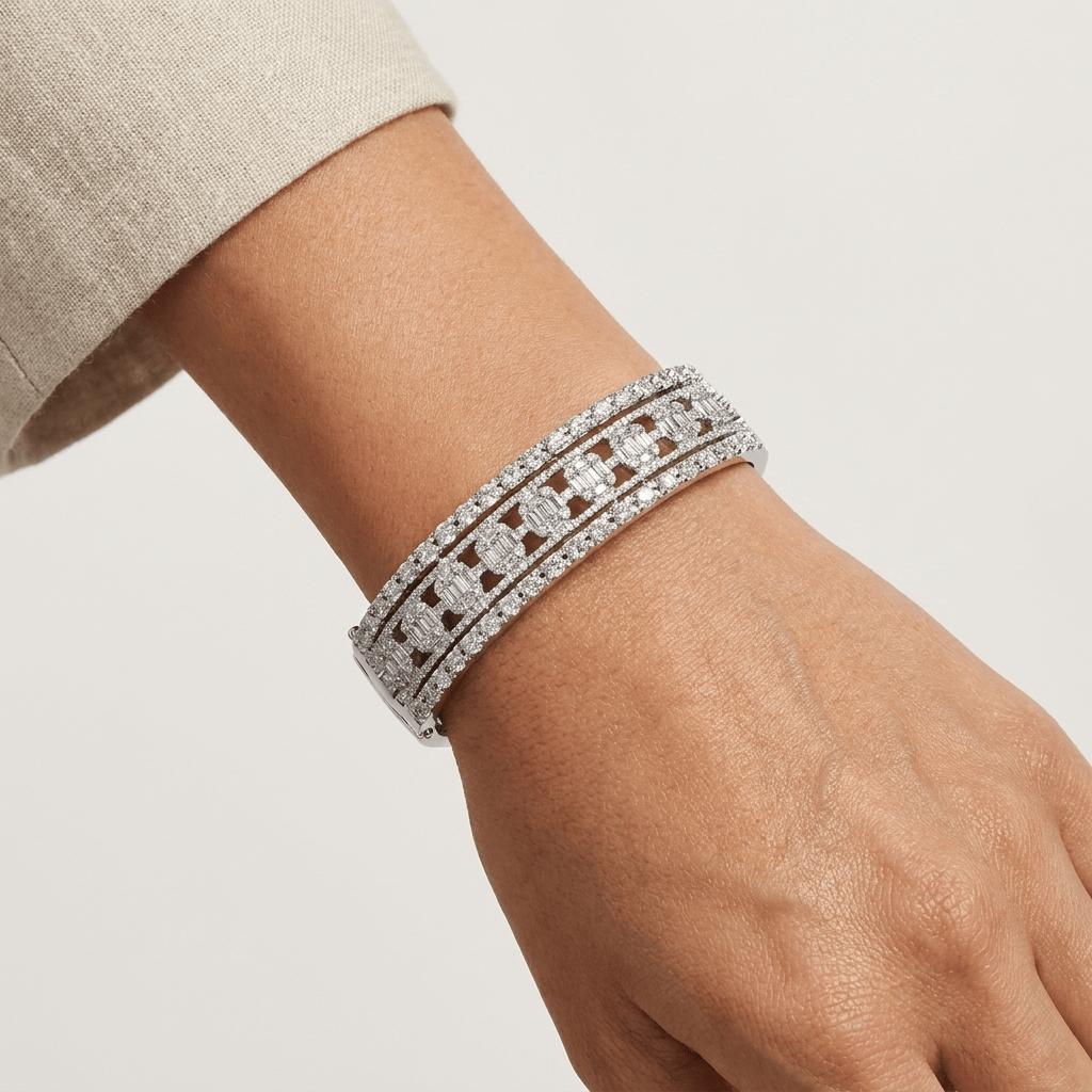 Mataari Bracelets Cubic Zirconia Flower Openable Kada Bracelet For Women