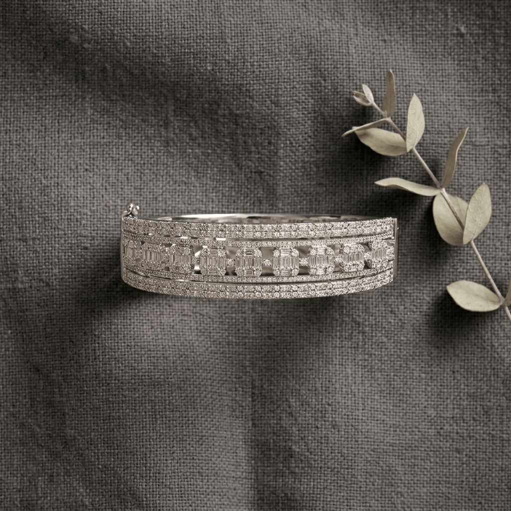 Mataari Bracelets Cubic Zirconia Flower Openable Kada Bracelet For Women