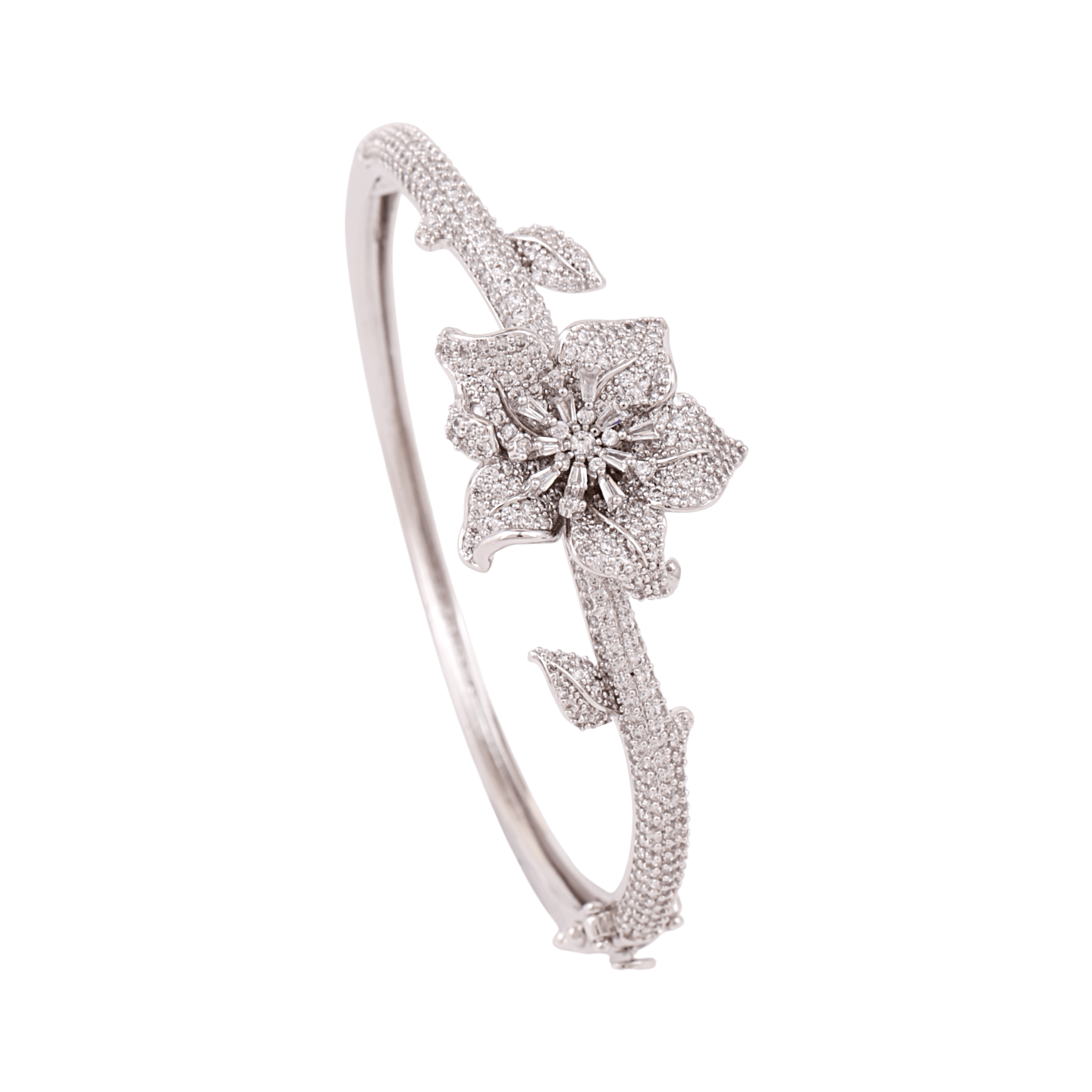 Mataari Bracelets Cubic Zirconia Silver Plated Floral Minimalist Bracelet