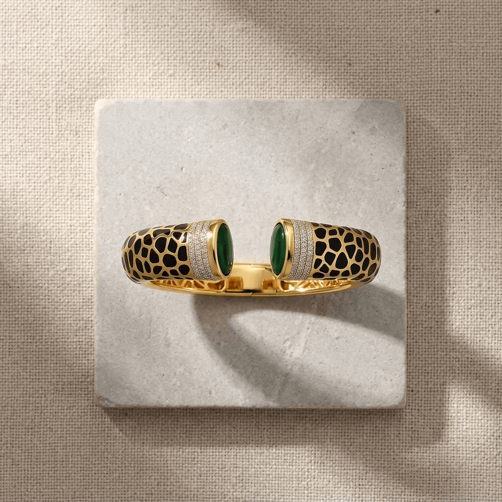 Mataari Bracelets Enamel Cubic Zirconia Antique Gold Openable Kada Bracelet