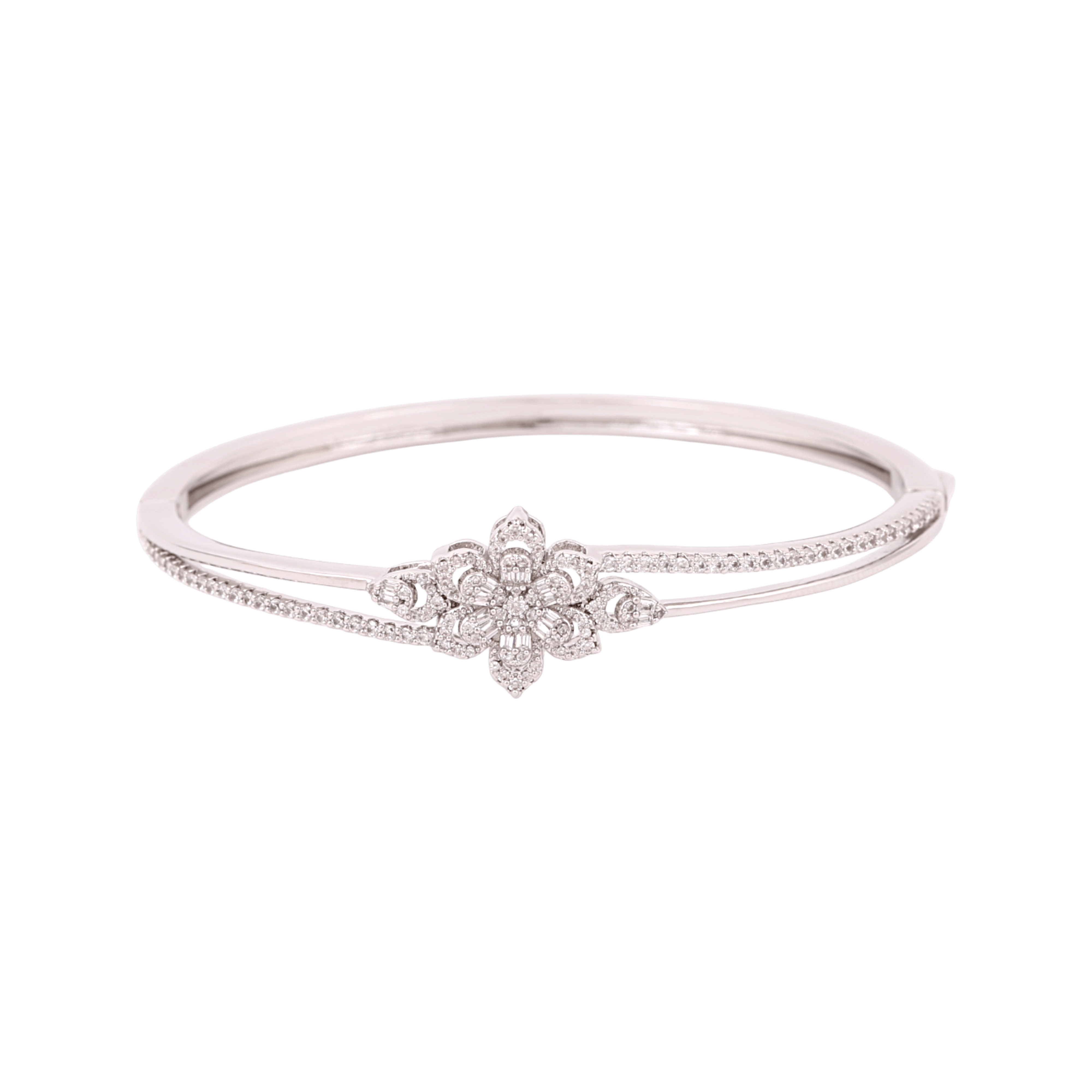 Mataari Bracelets Gold Plated Cubic Zirconia Flower Minimalist Bracelet